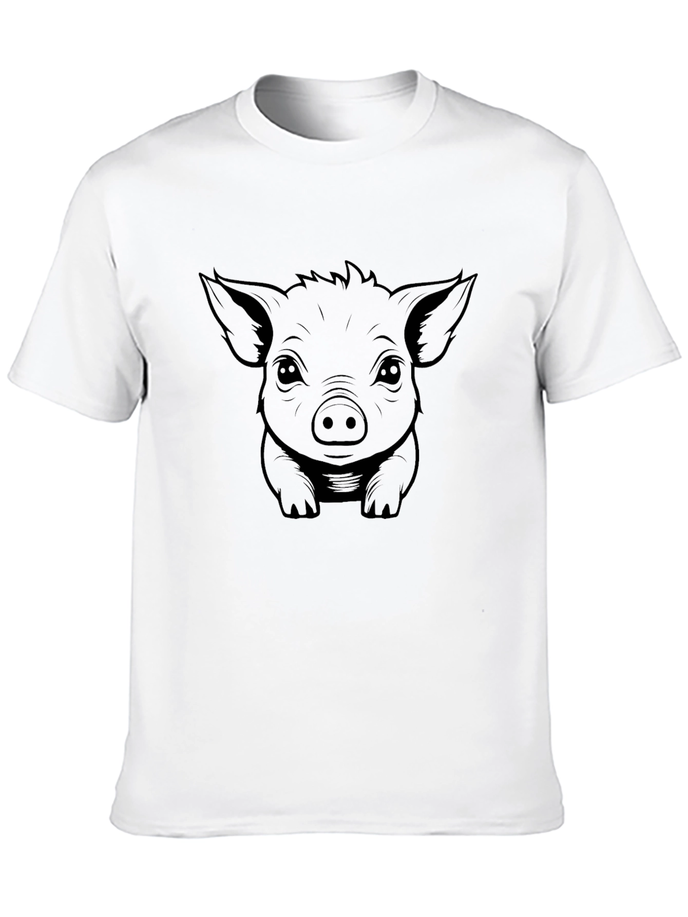 Black Piglet Graphic Tee - Cute Animal Print