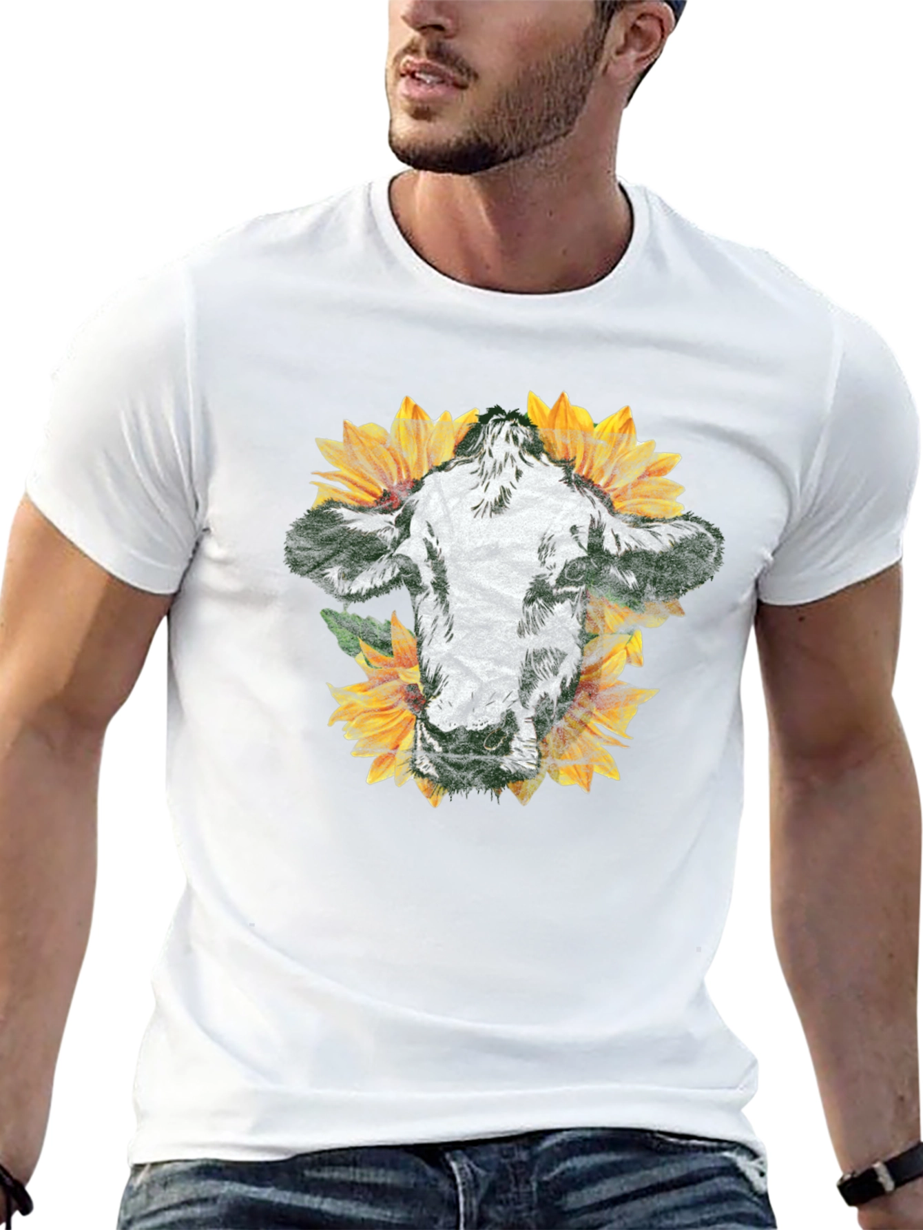 Cow and Sunflower Graphic Tee