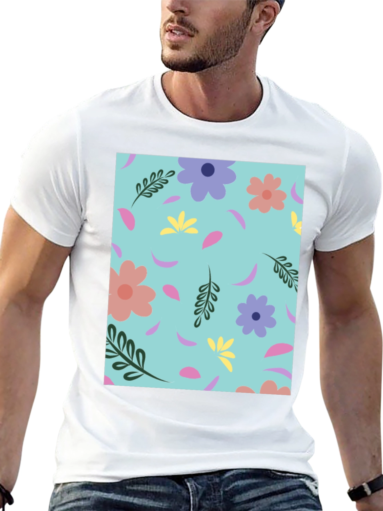 Floral Pattern Crew Neck T-Shirt