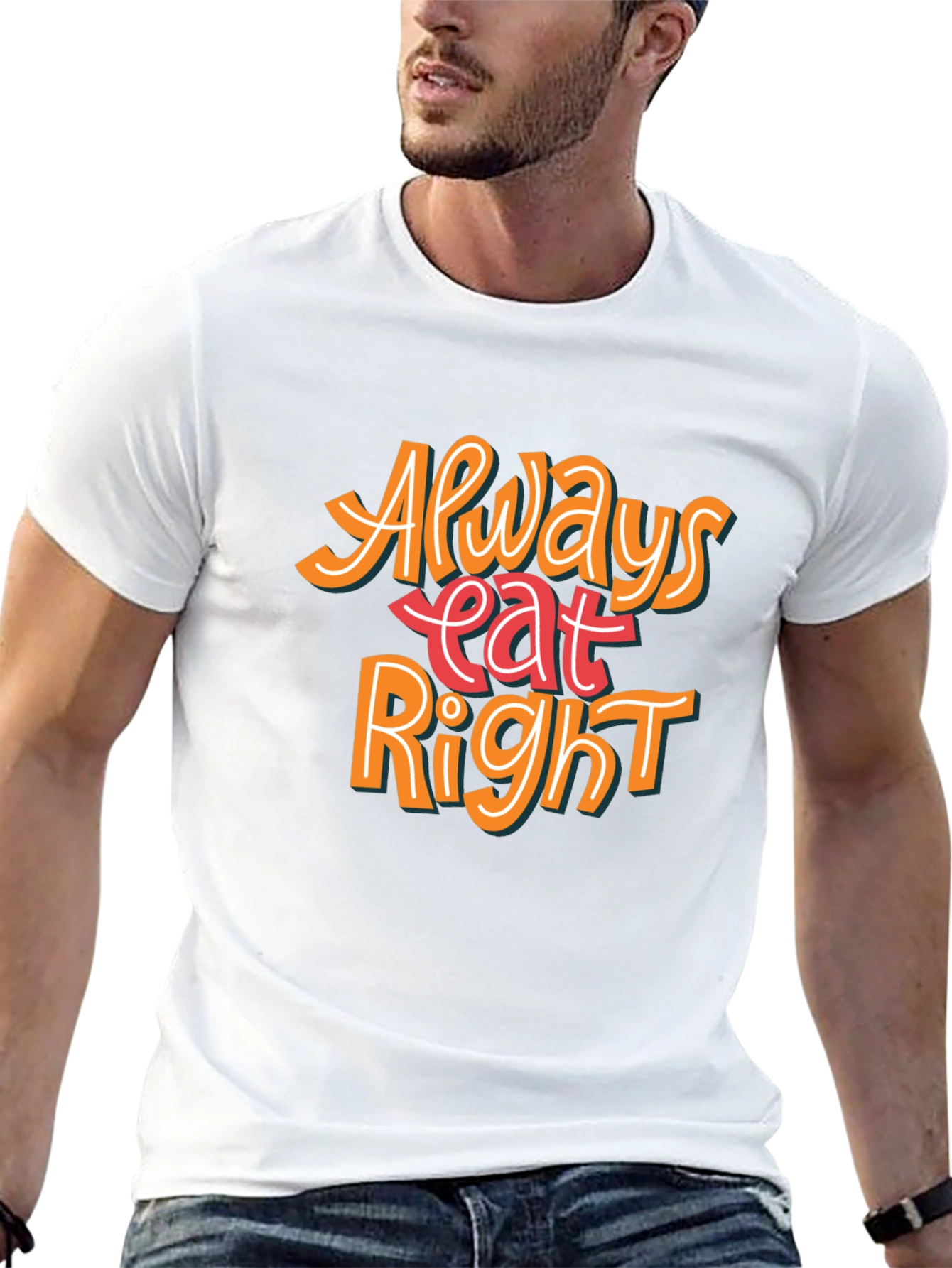 Always Eat Right Graphic T-Shirt - Black Casual Tee