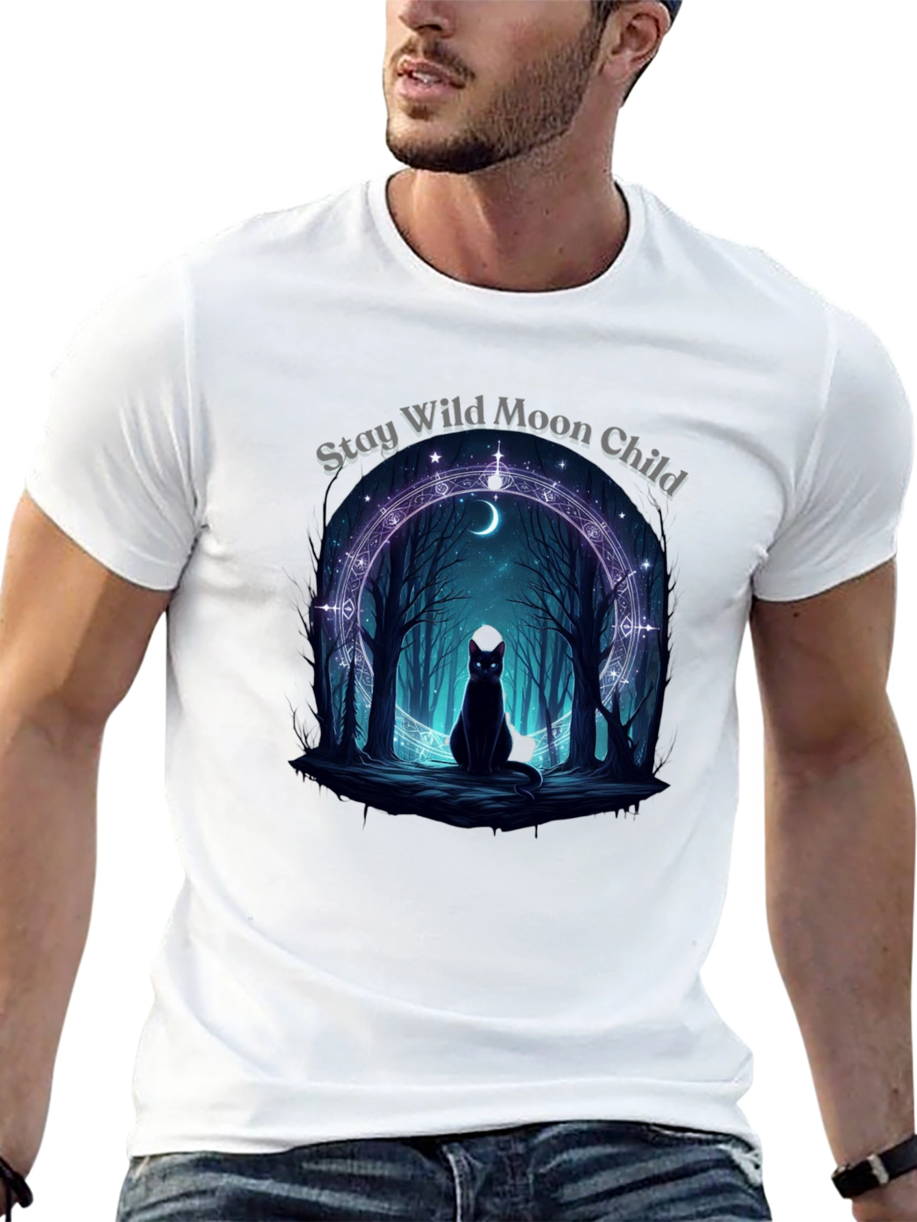 Stay Wild Moon Child Black Graphic T-Shirt