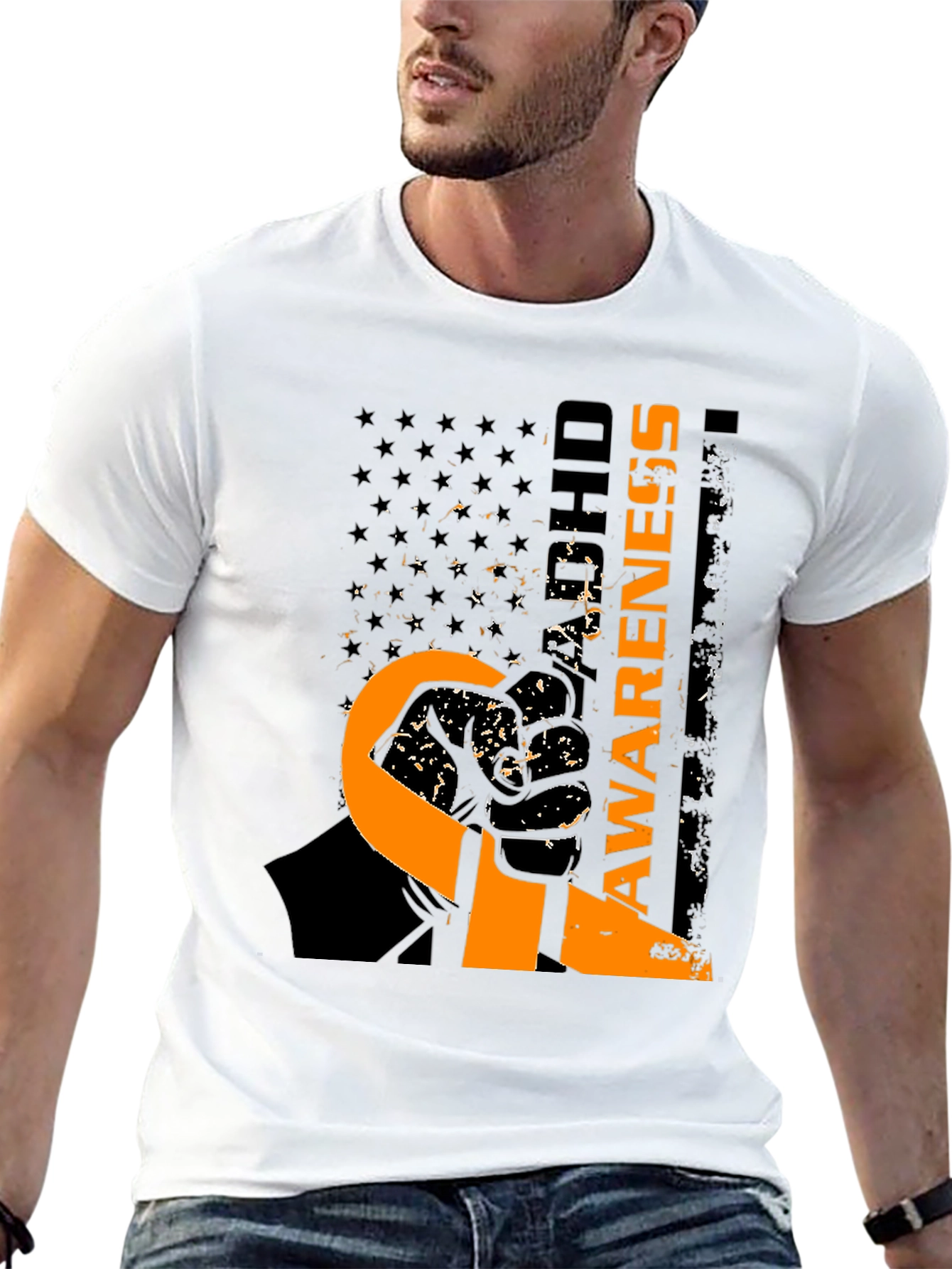 ADHD Awareness Ribbon T-Shirt - USA Flag
