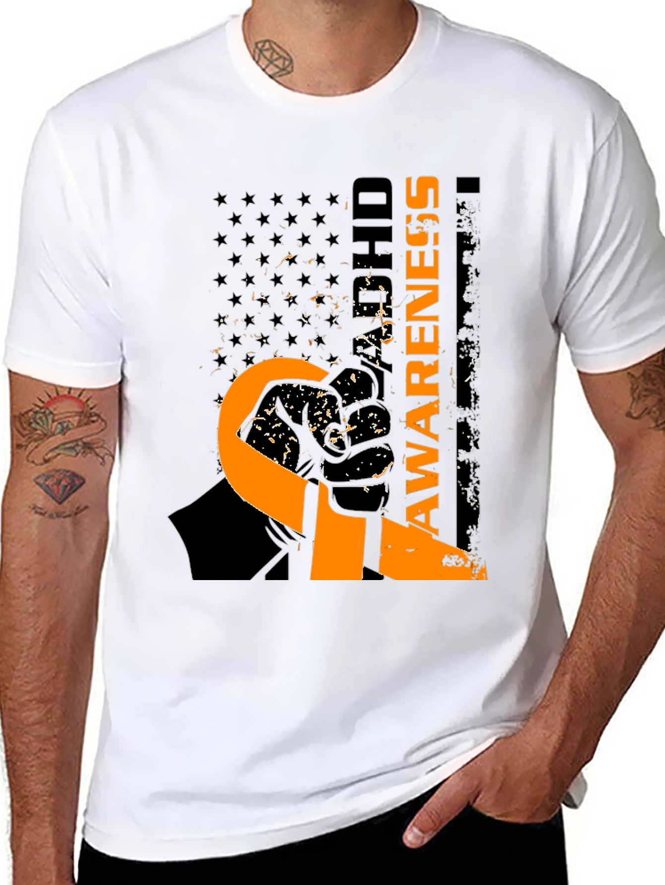 ADHD Awareness Ribbon T-Shirt - USA Flag