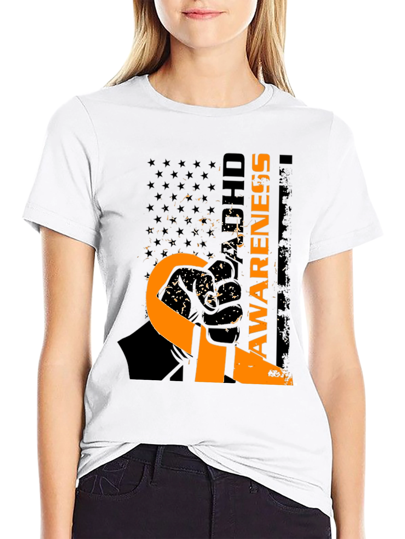 ADHD Awareness Ribbon T-Shirt - USA Flag