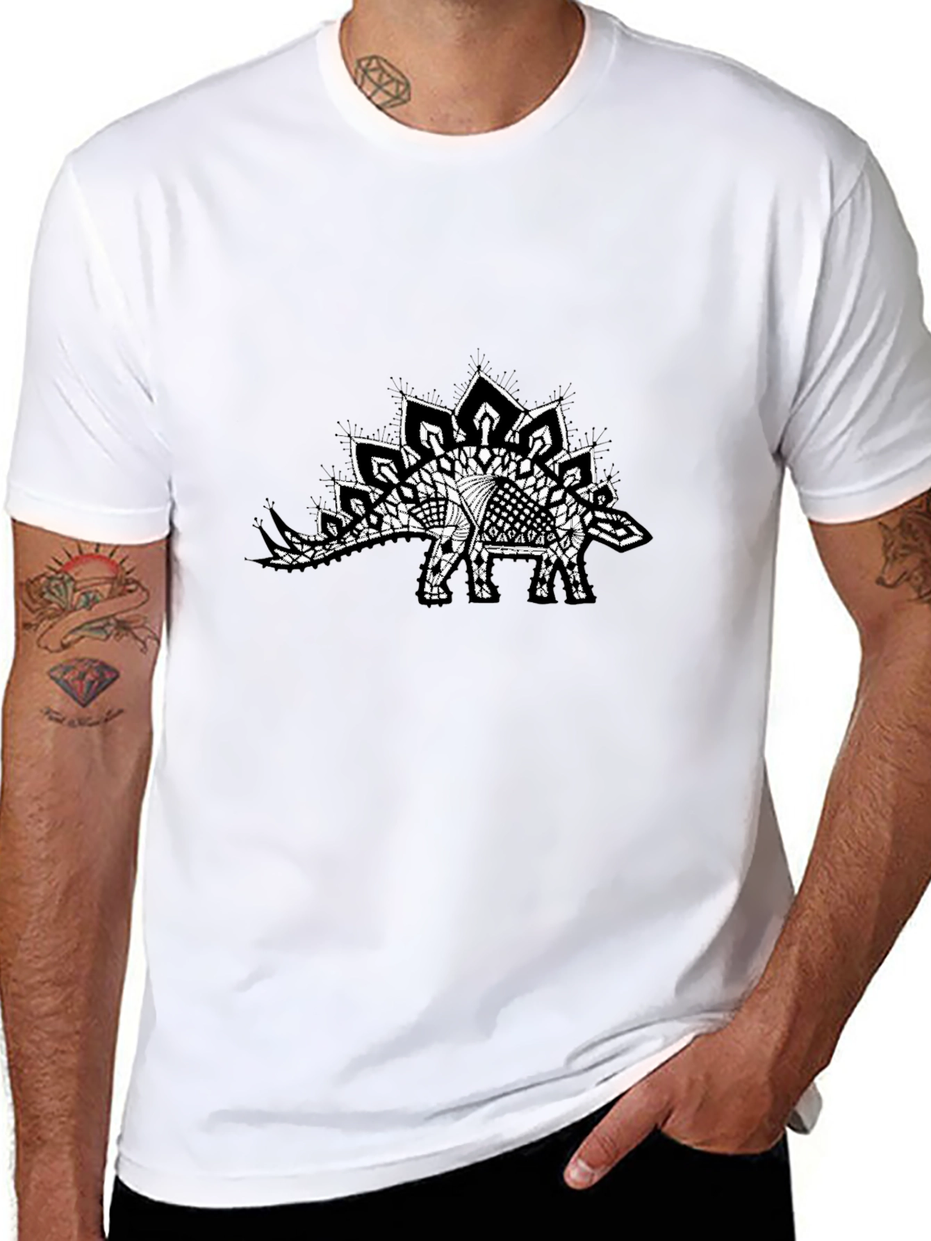 Abstract Stegosaurus Black T-Shirt