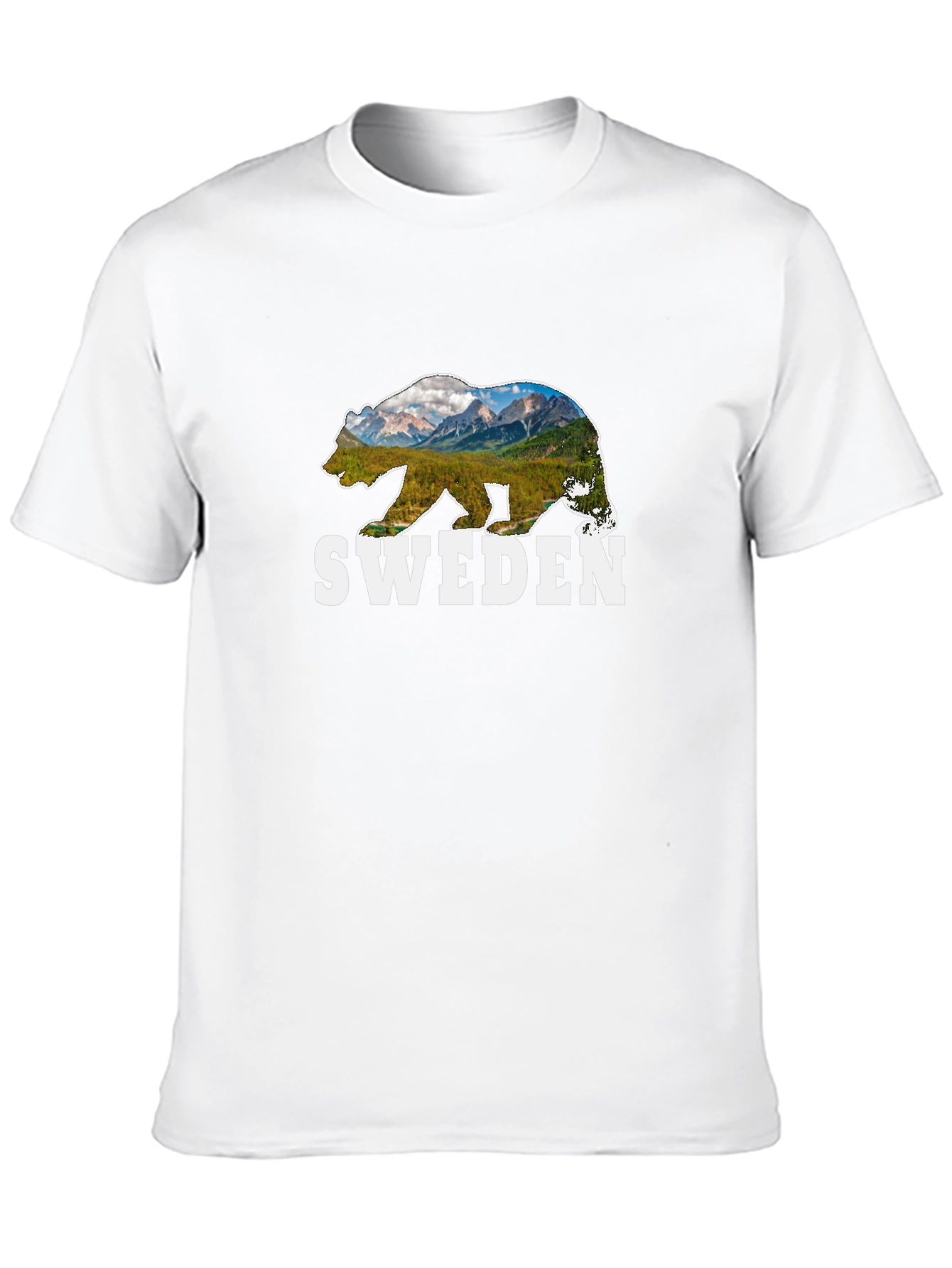 Sweden Bear Graphic T-Shirt - Mountain Landscape