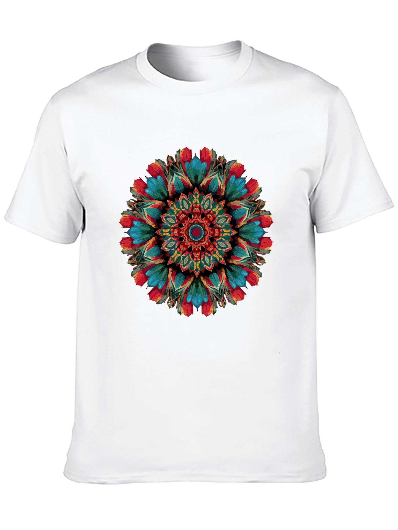 Vibrant Mandala Graphic Print Black T-Shirt