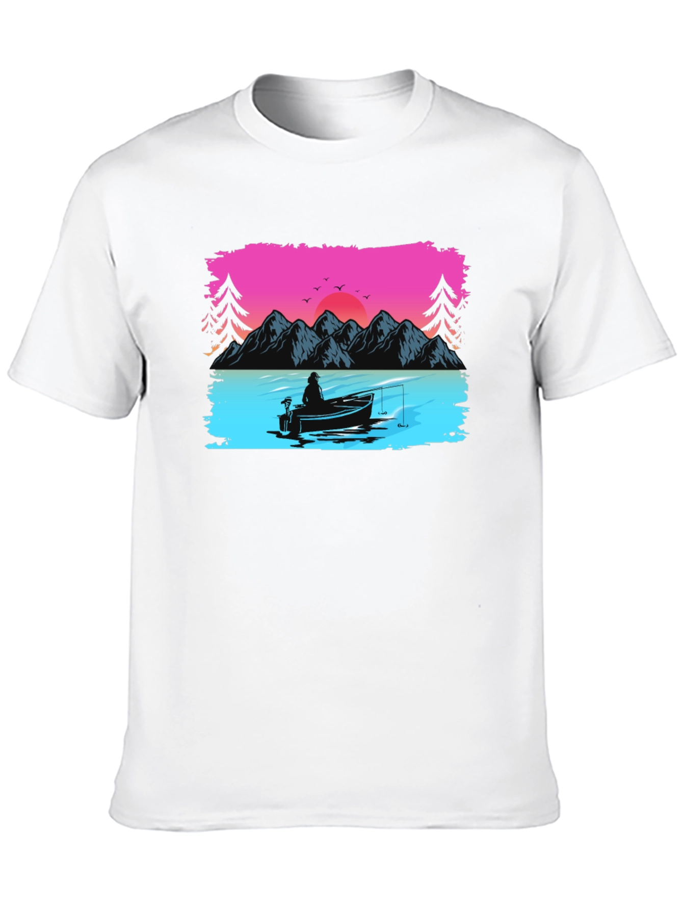 Fishing Sunset Graphic Tee - Black