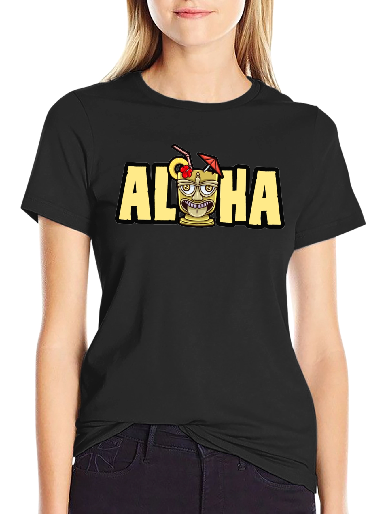 Aloha Tiki Graphic Tee - Tropical Vacation Shirt