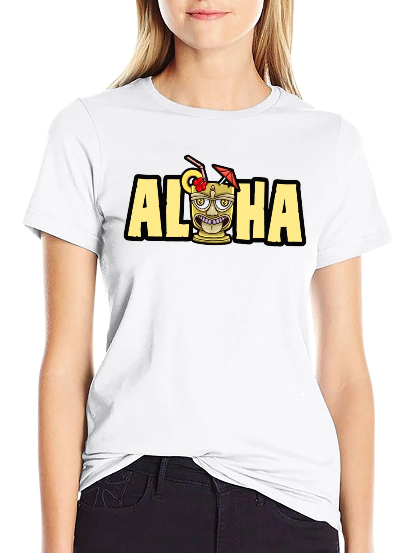 Aloha Tiki Graphic Tee - Tropical Vacation Shirt