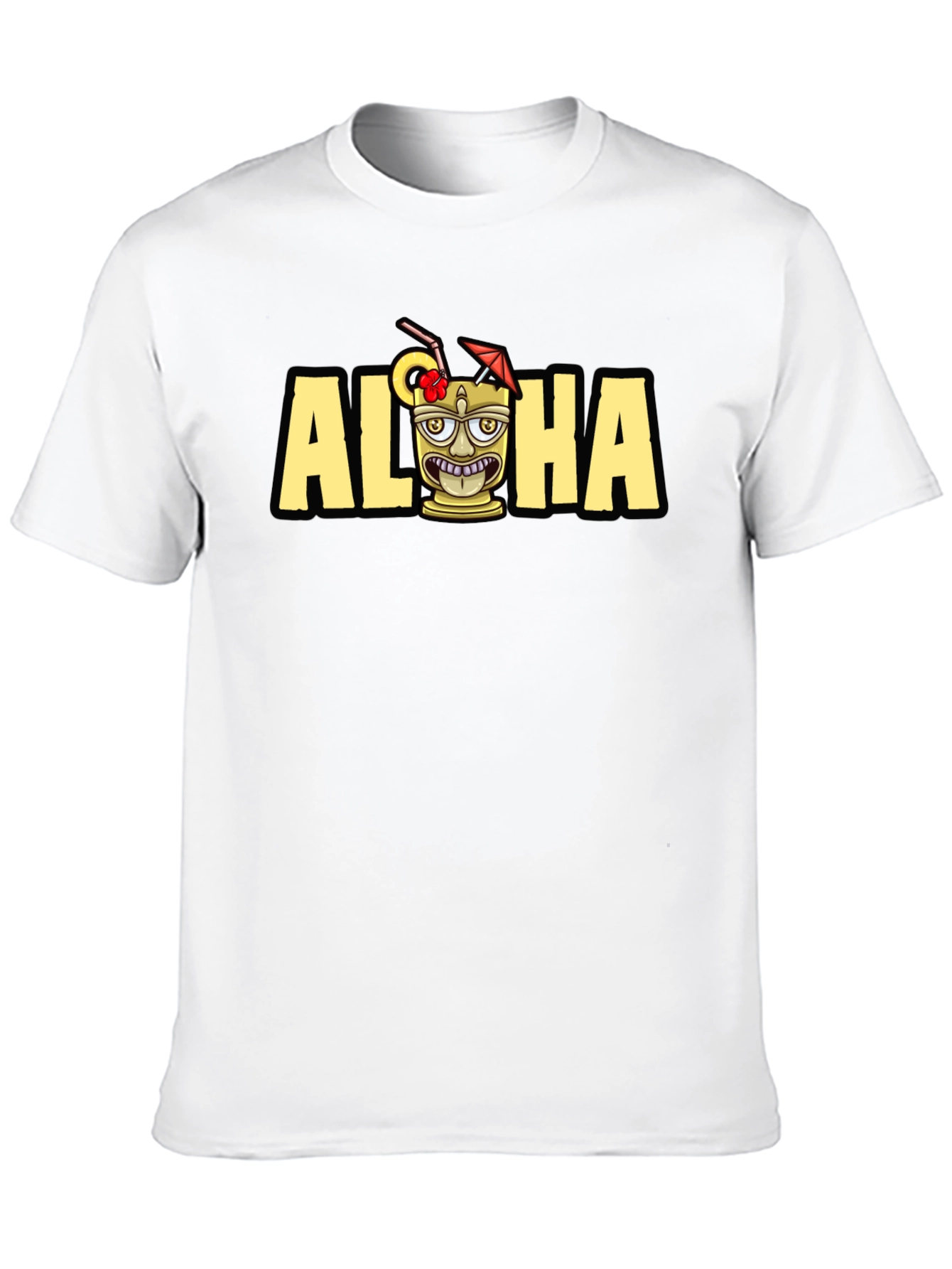 Aloha Tiki Graphic Tee - Tropical Vacation Shirt