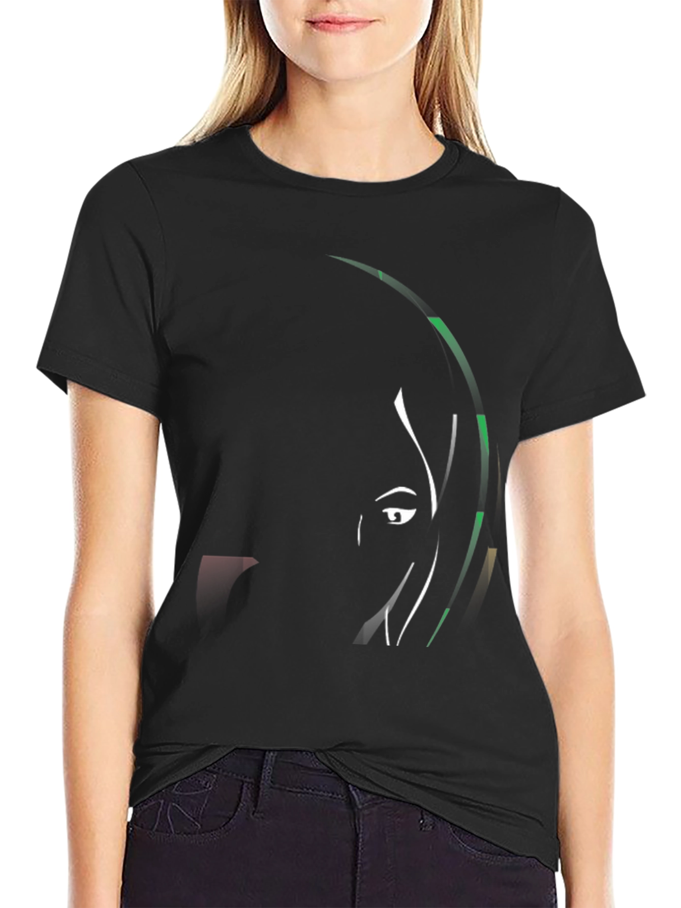 Abstract Face Black T-Shirt