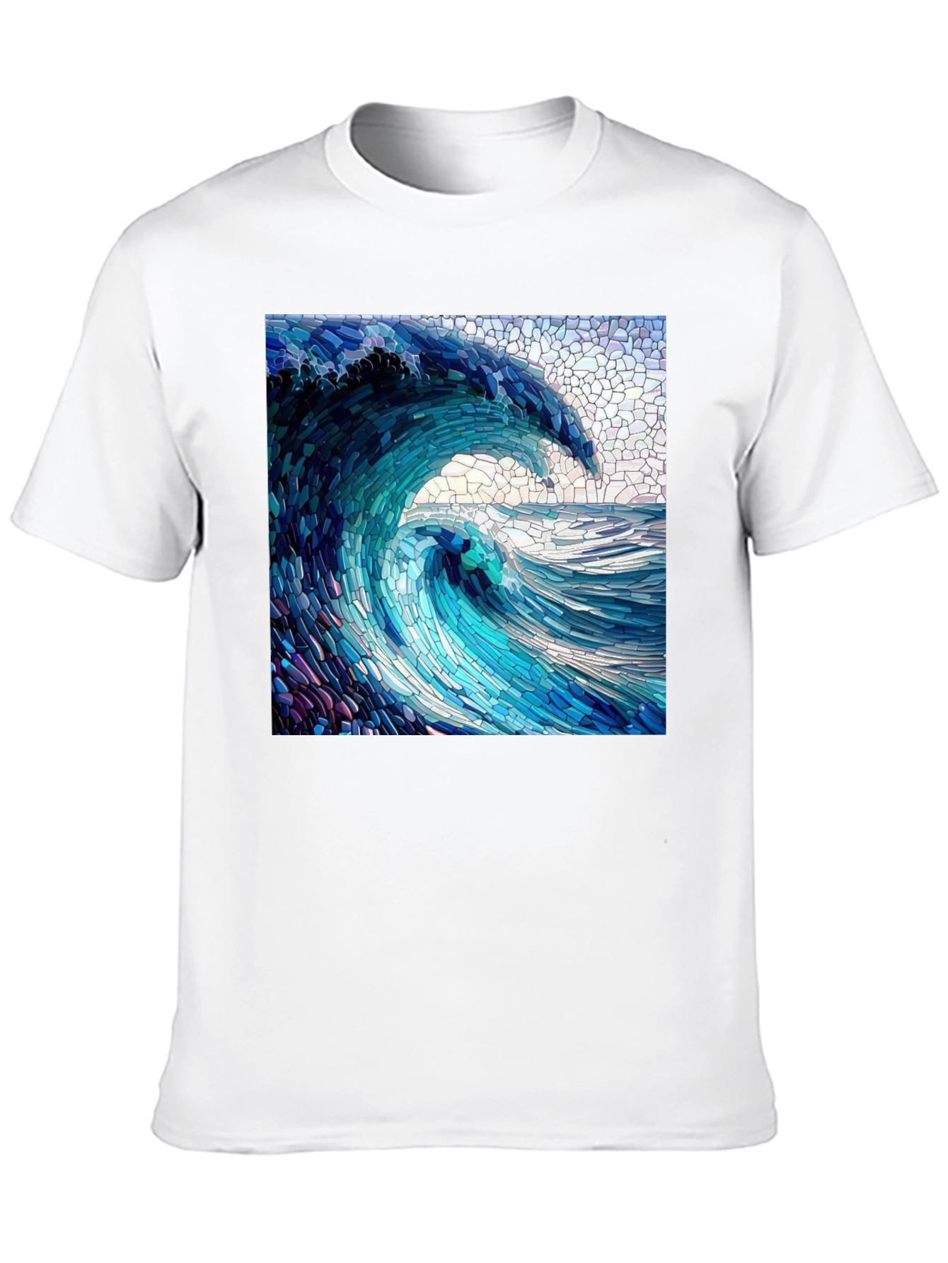 Mosaic Wave Graphic Tee - Ocean Art Shirt