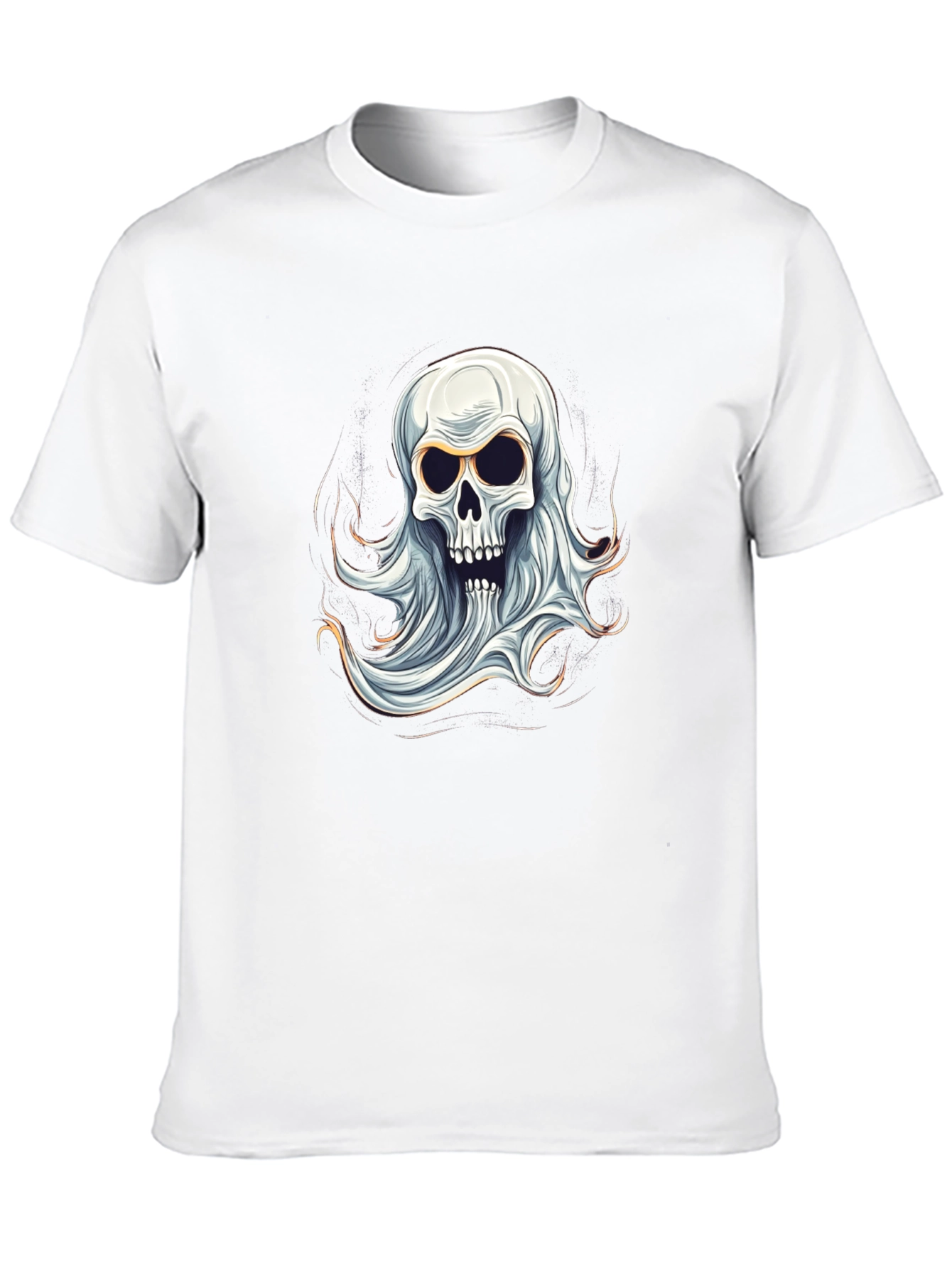 Ghostly Skull Graphic Tee - Spooky Halloween Shirt