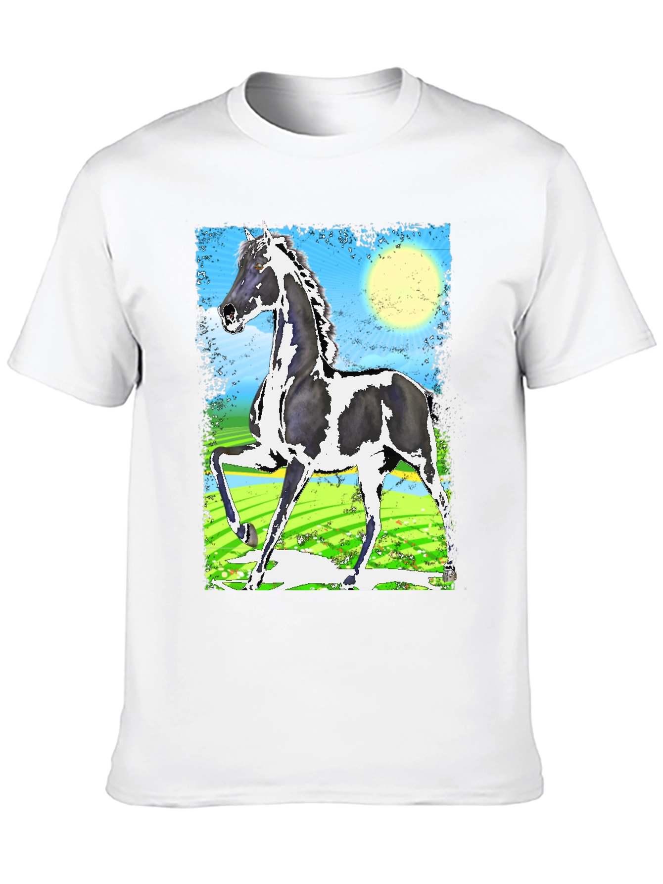Black Graphic Tee - Horse Art Print