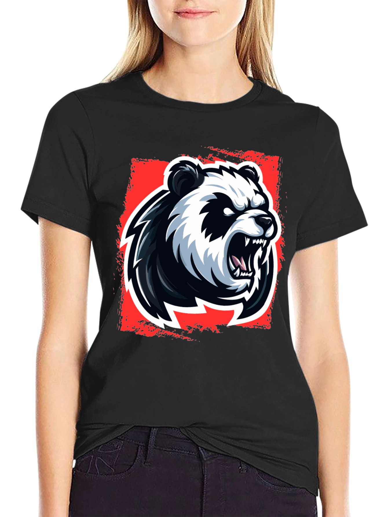 Angry Panda Graphic T-Shirt - Black Cotton Tee