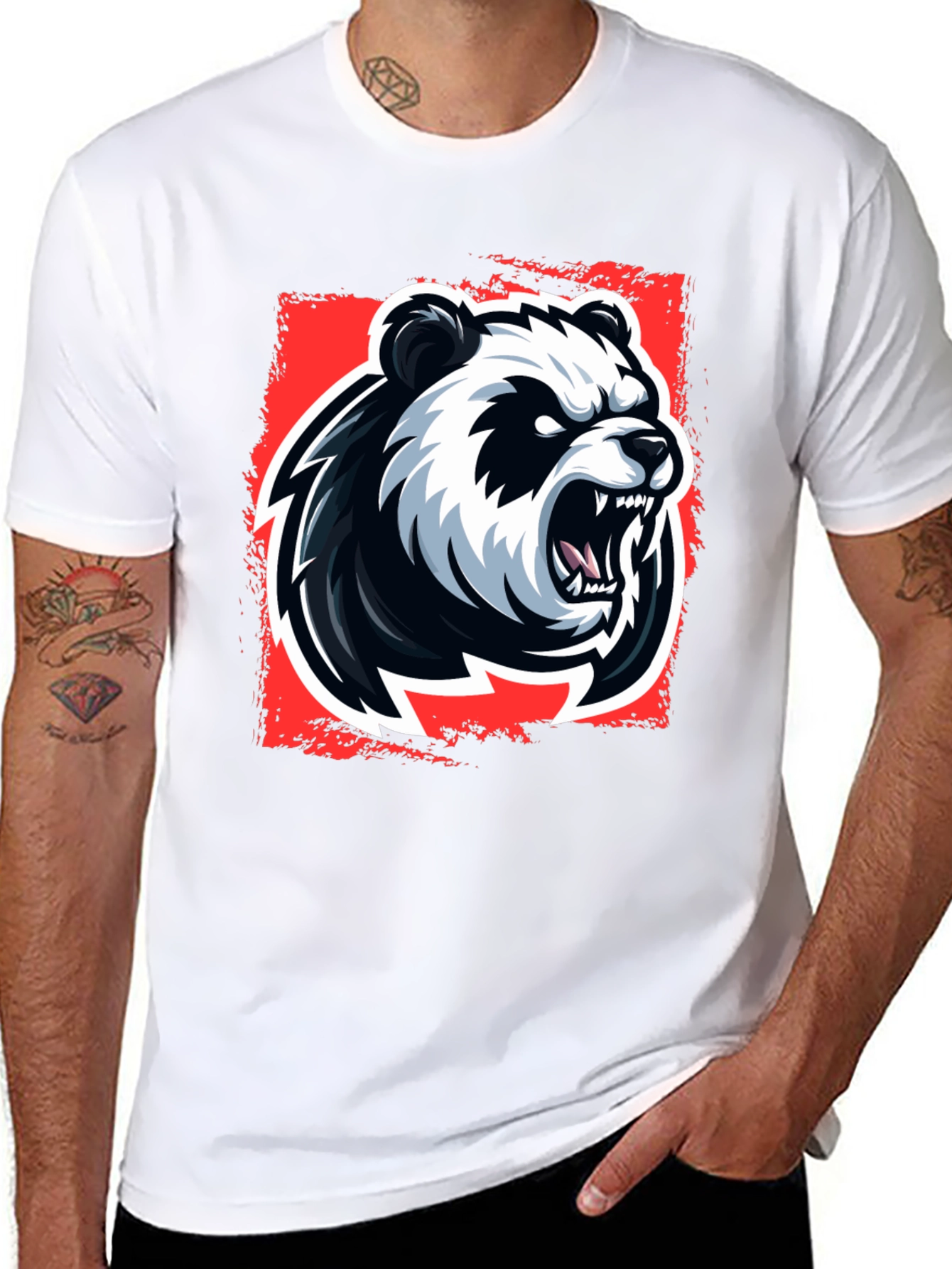 Angry Panda Graphic T-Shirt - Black Cotton Tee