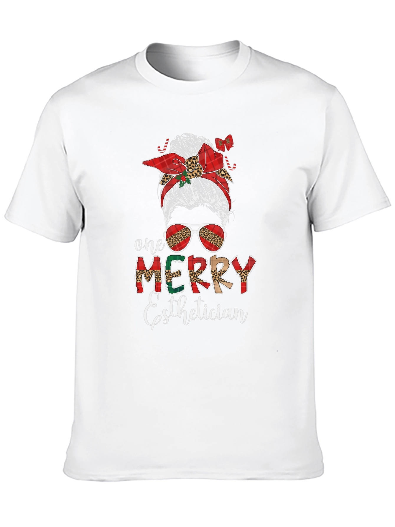 Merry Esthetician Messy Bun T-Shirt