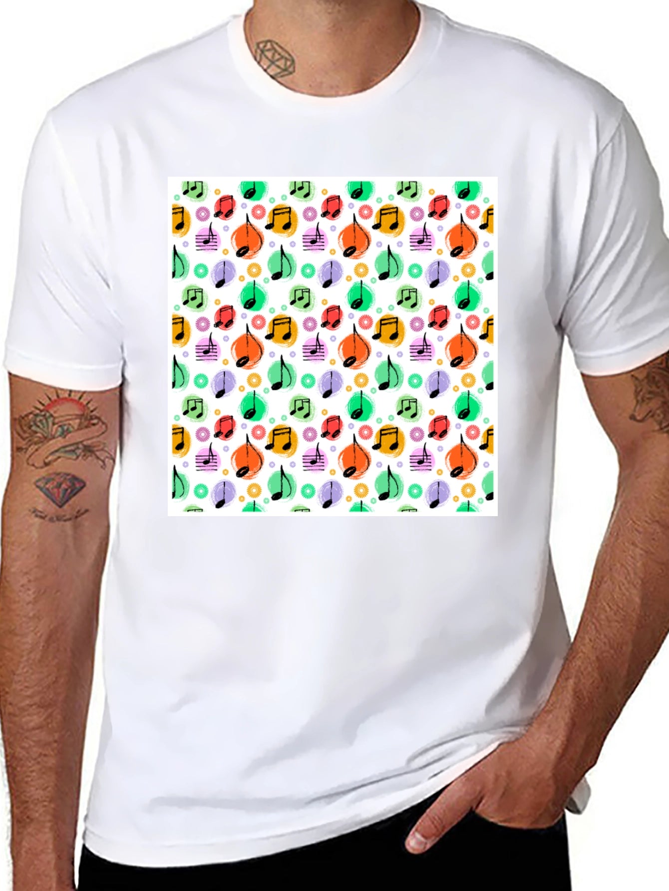 Funky Music Notes T-Shirt - Cool Graphic Tee