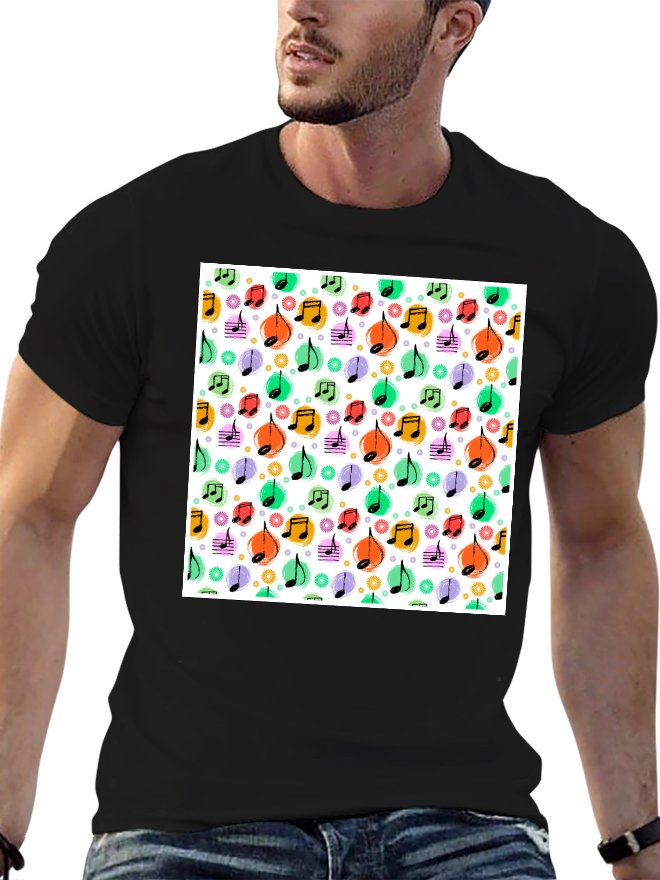 Funky Music Notes T-Shirt - Cool Graphic Tee