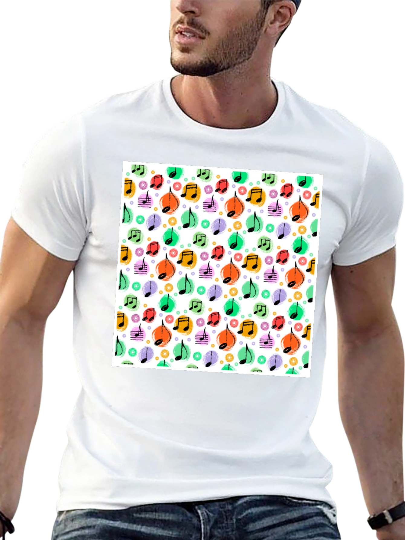 Funky Music Notes T-Shirt - Cool Graphic Tee