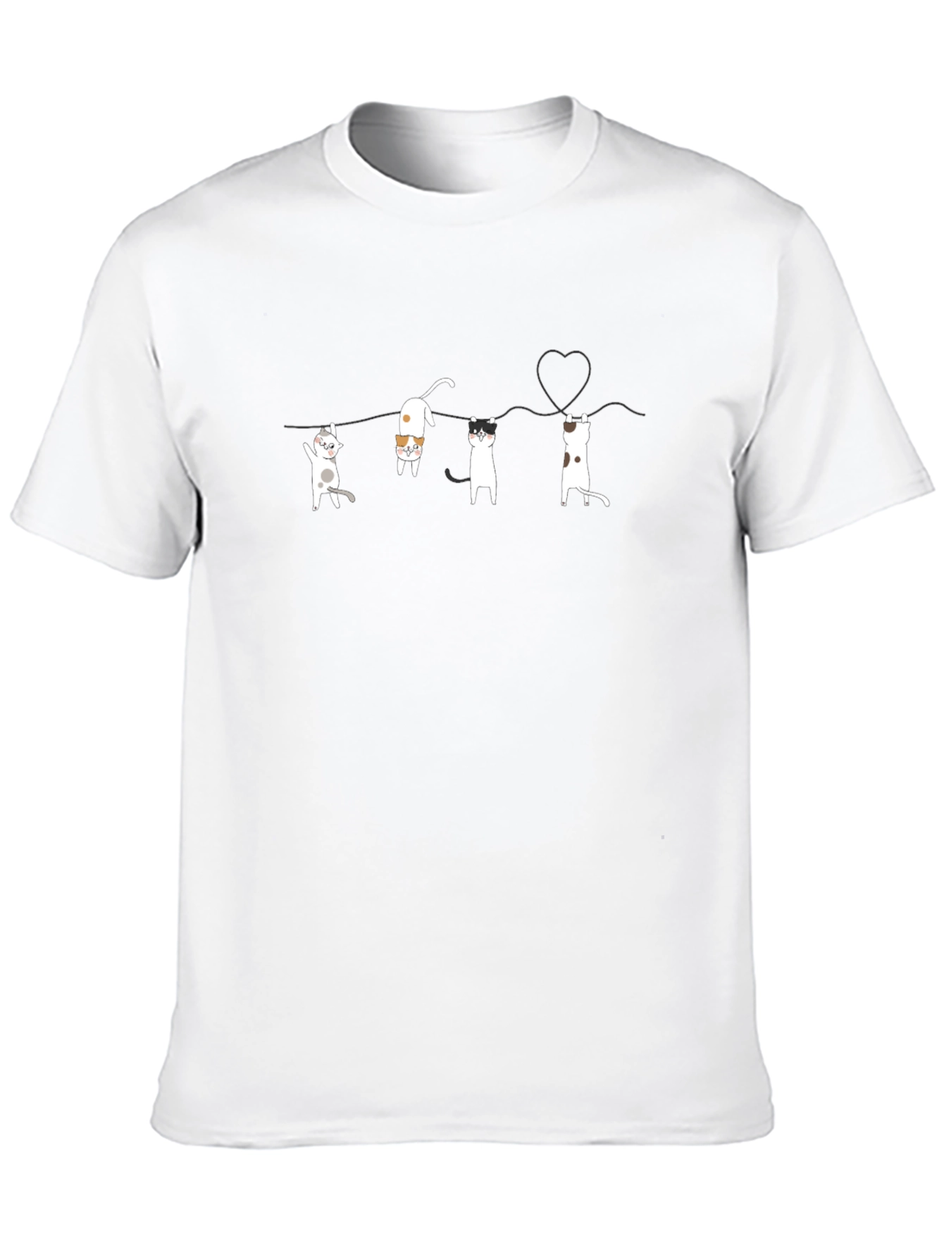 Cat Line Art Black T-Shirt