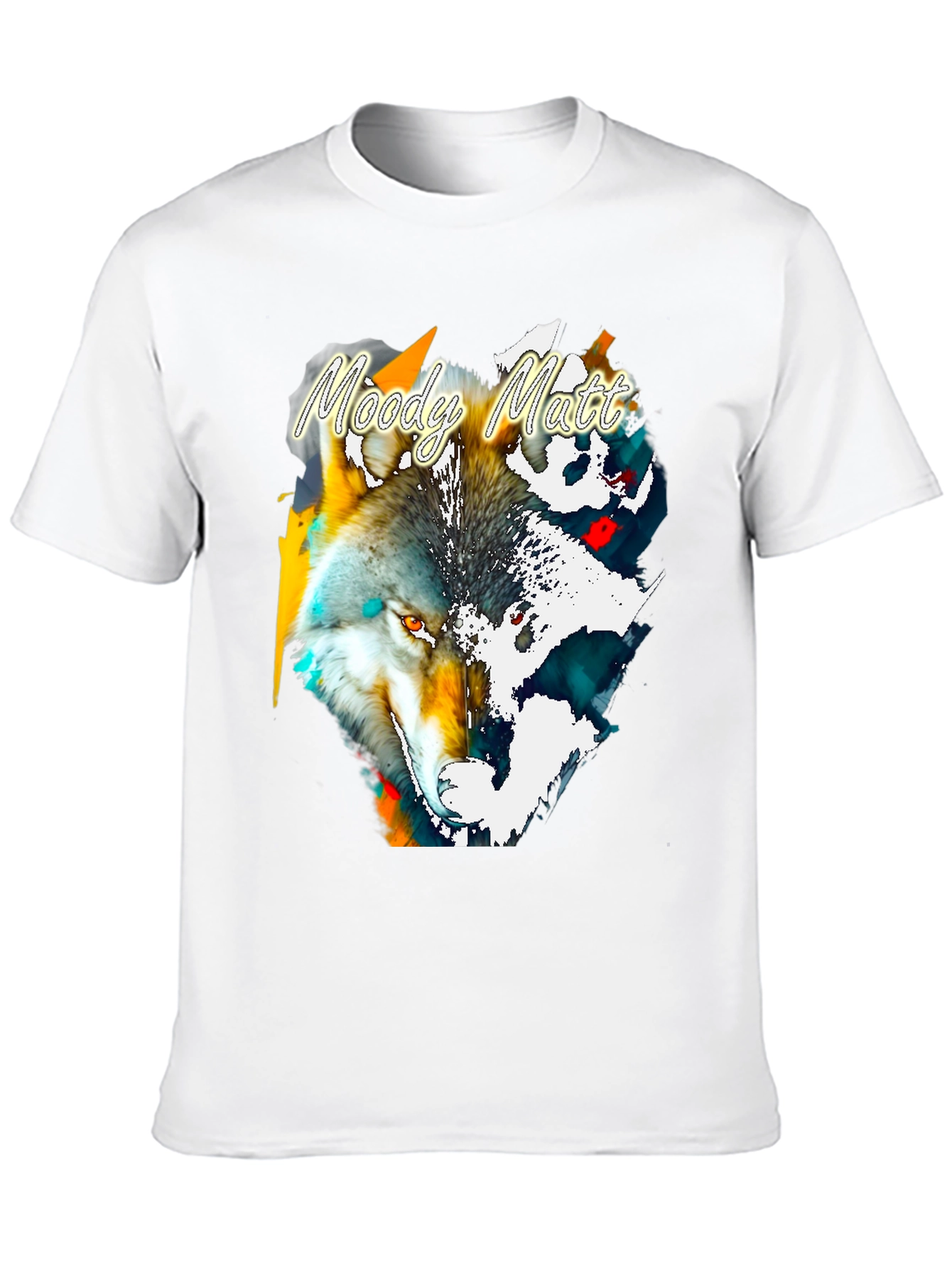 Moody Matt Wolf Graphic Tee - Artistic Mens T-Shirt
