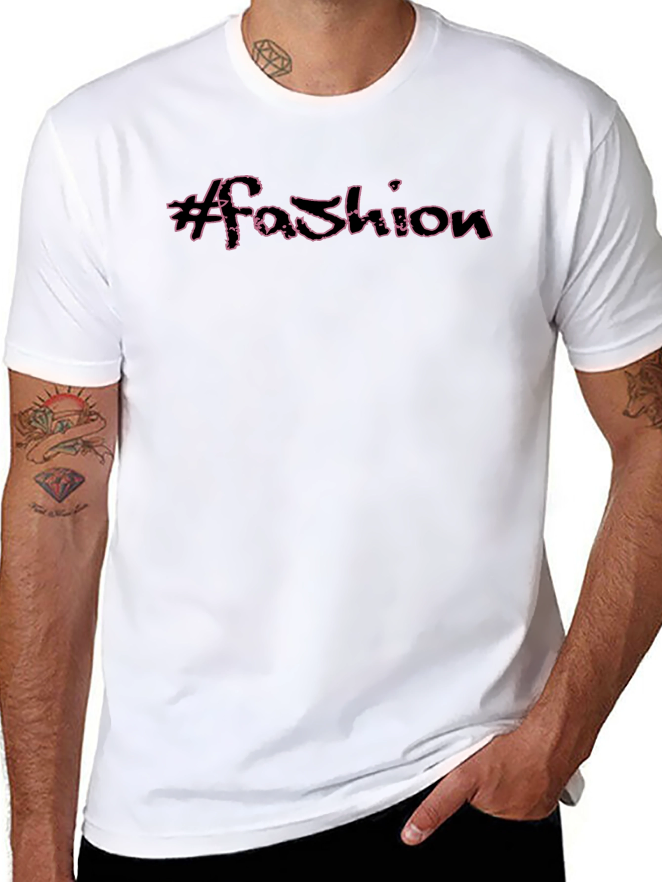 #Fashion Black Graphic Tee - Trendy Casual Style