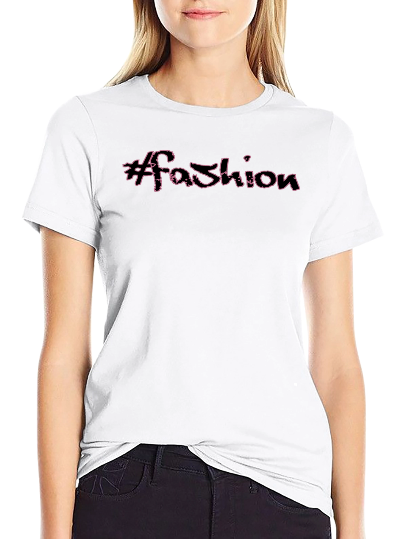 #Fashion Black Graphic Tee - Trendy Casual Style