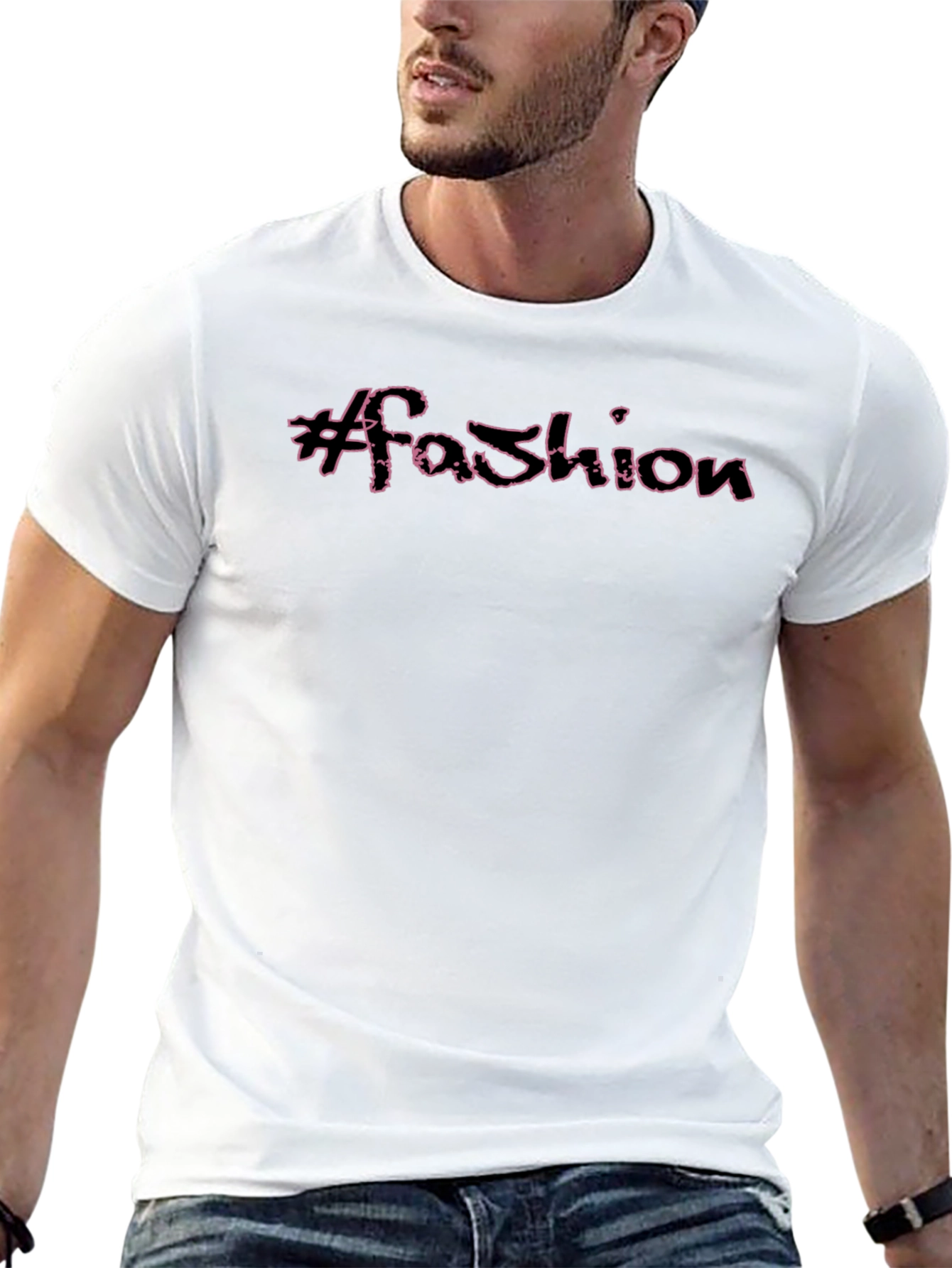 #Fashion Black Graphic Tee - Trendy Casual Style