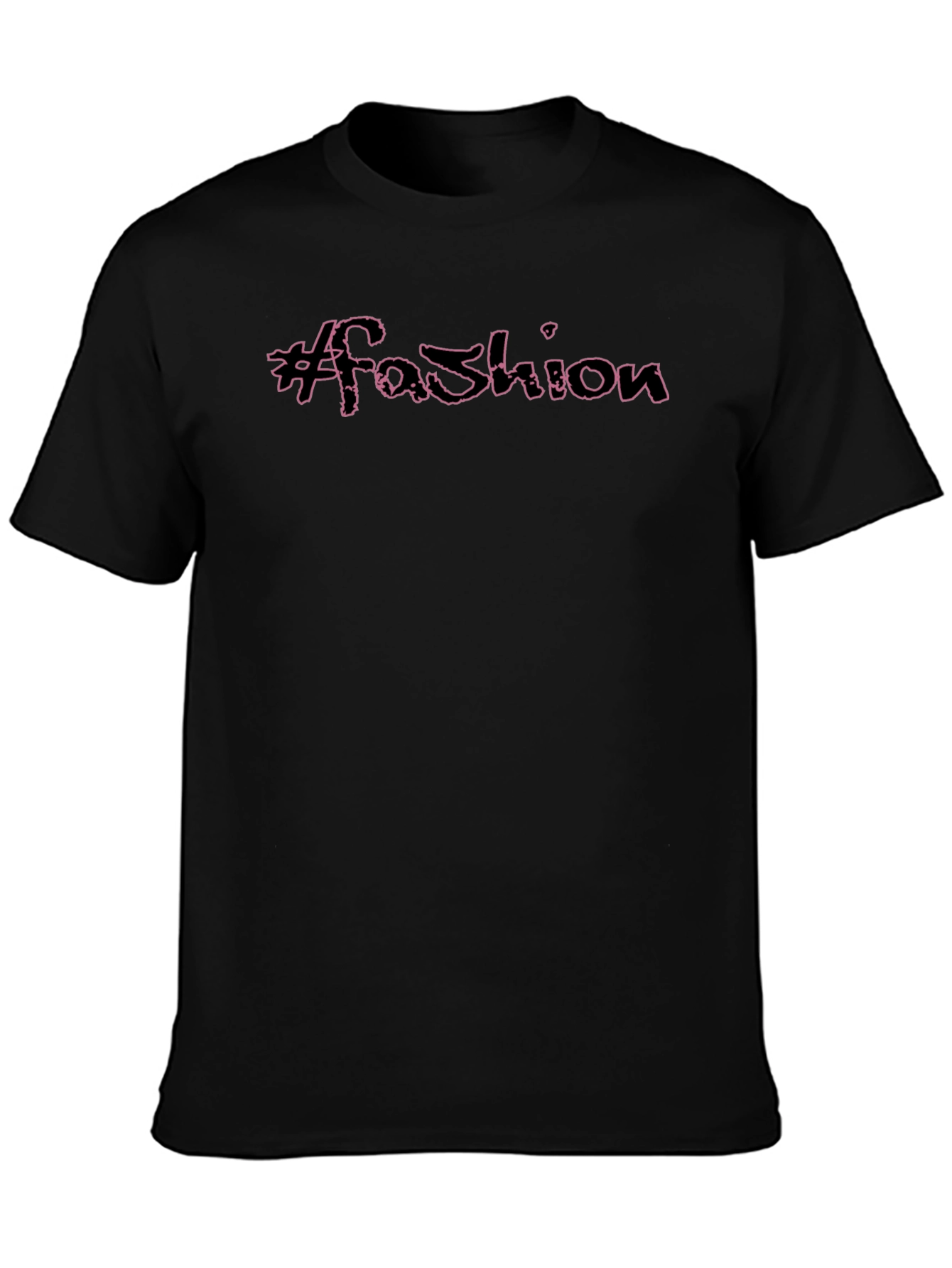 #Fashion Black Graphic Tee - Trendy Casual Style