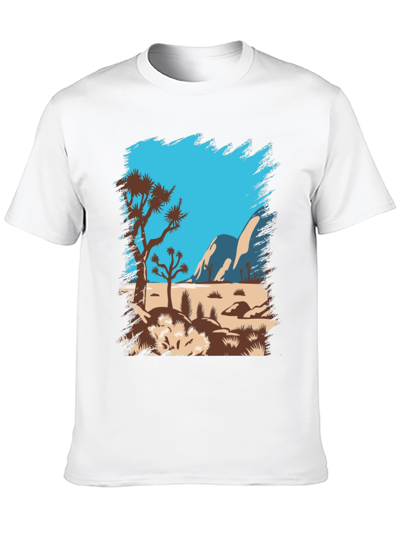 Desert Scene Graphic Tee - Black Cotton T-Shirt