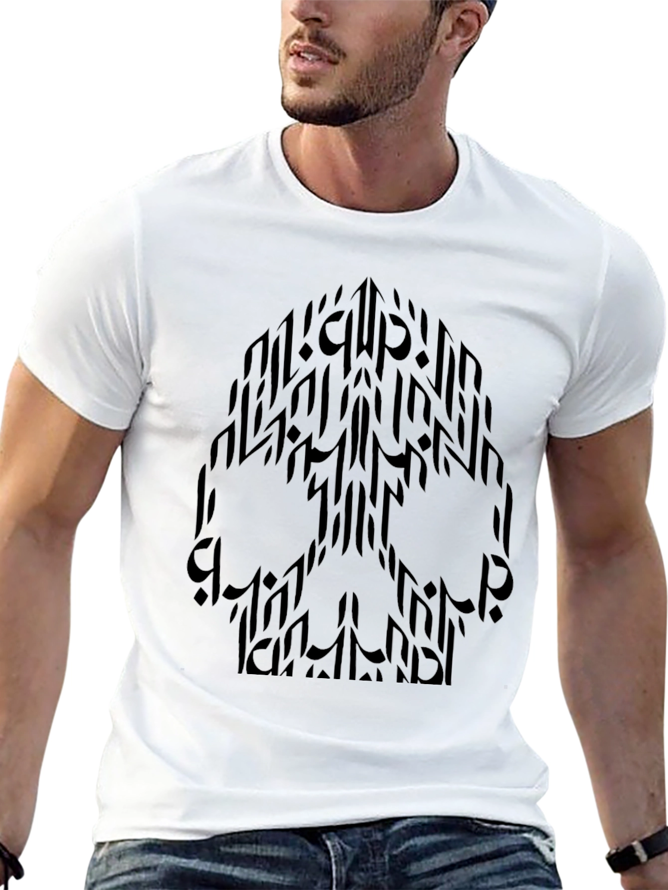 Abstract Skull Graphic Black T-Shirt