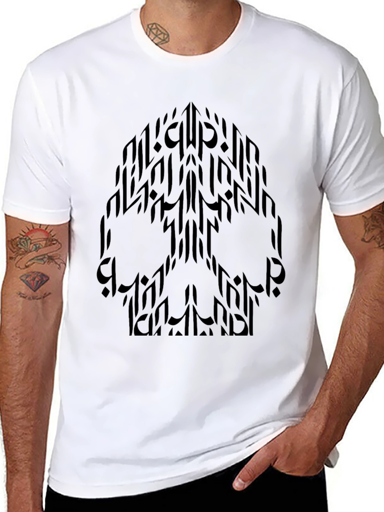 Abstract Skull Graphic Black T-Shirt