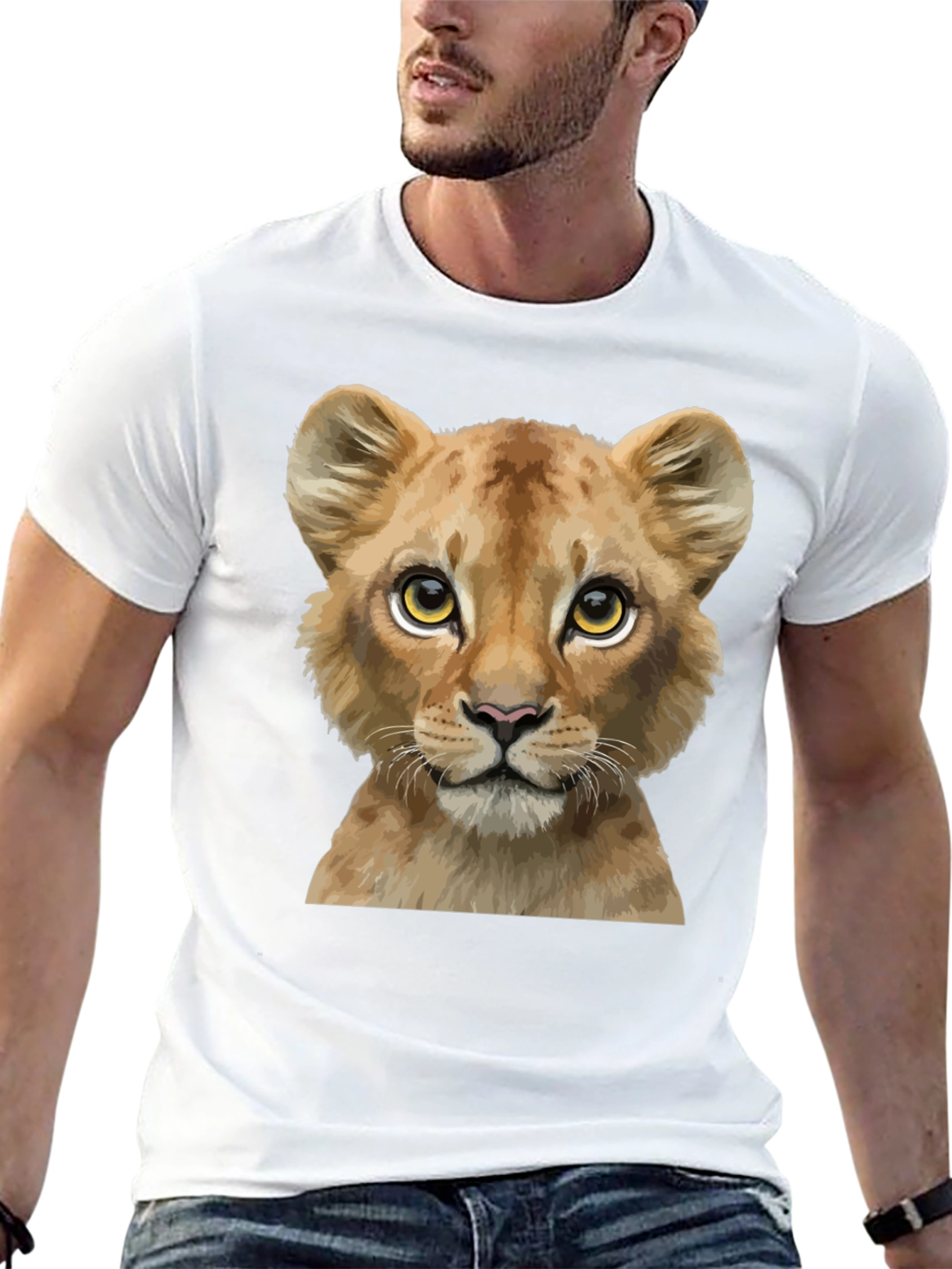 Lion Cub Graphic Tee - Black Cotton Blend