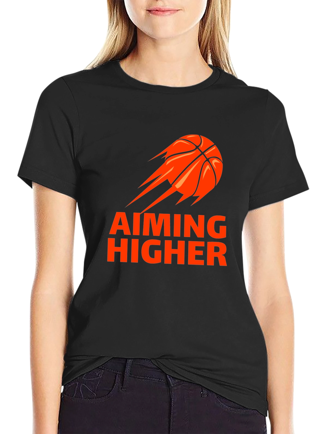 Aiming Higher Basketball Graphic Tee - Black