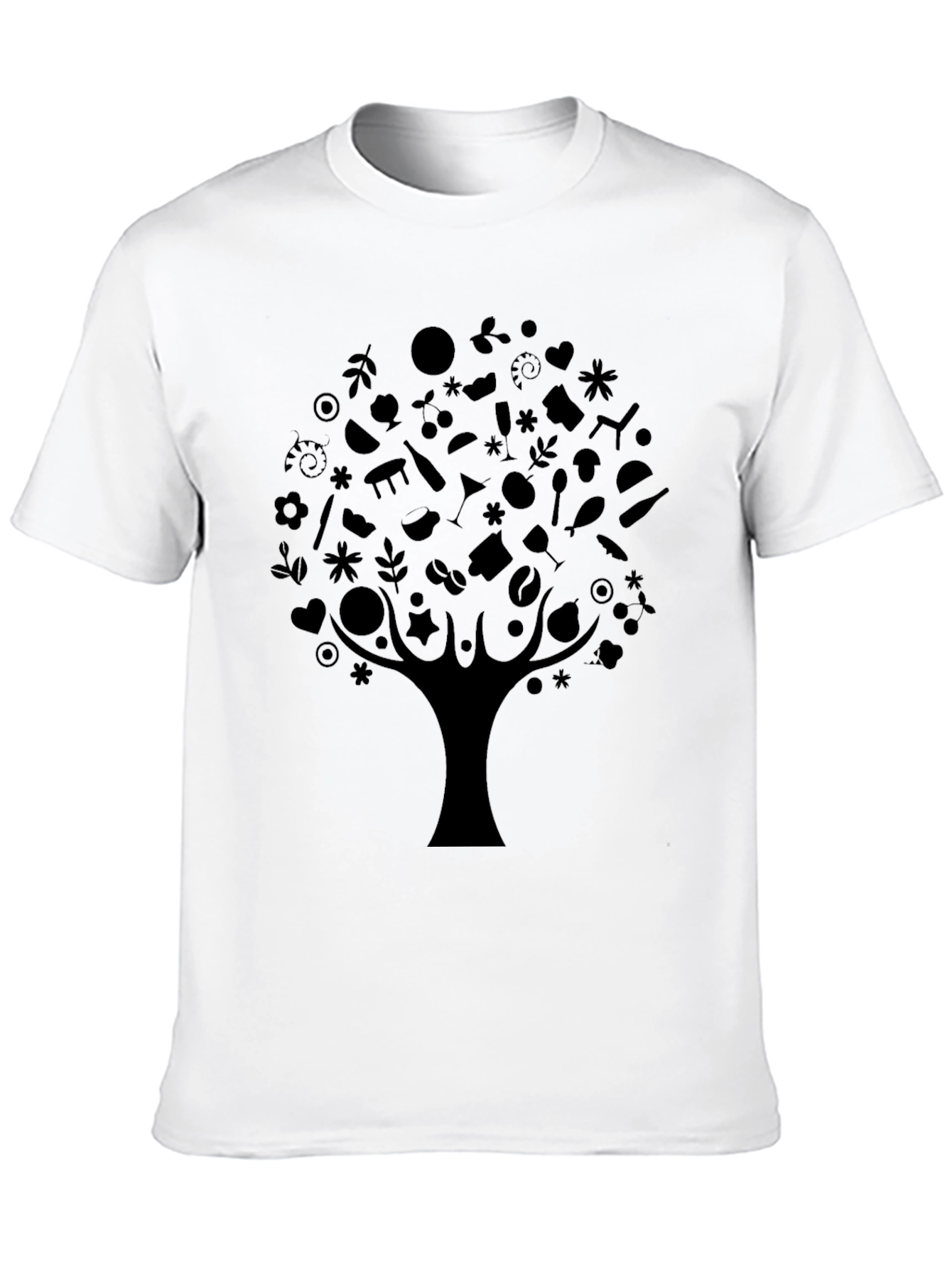 Abstract Tree Design Black T-Shirt