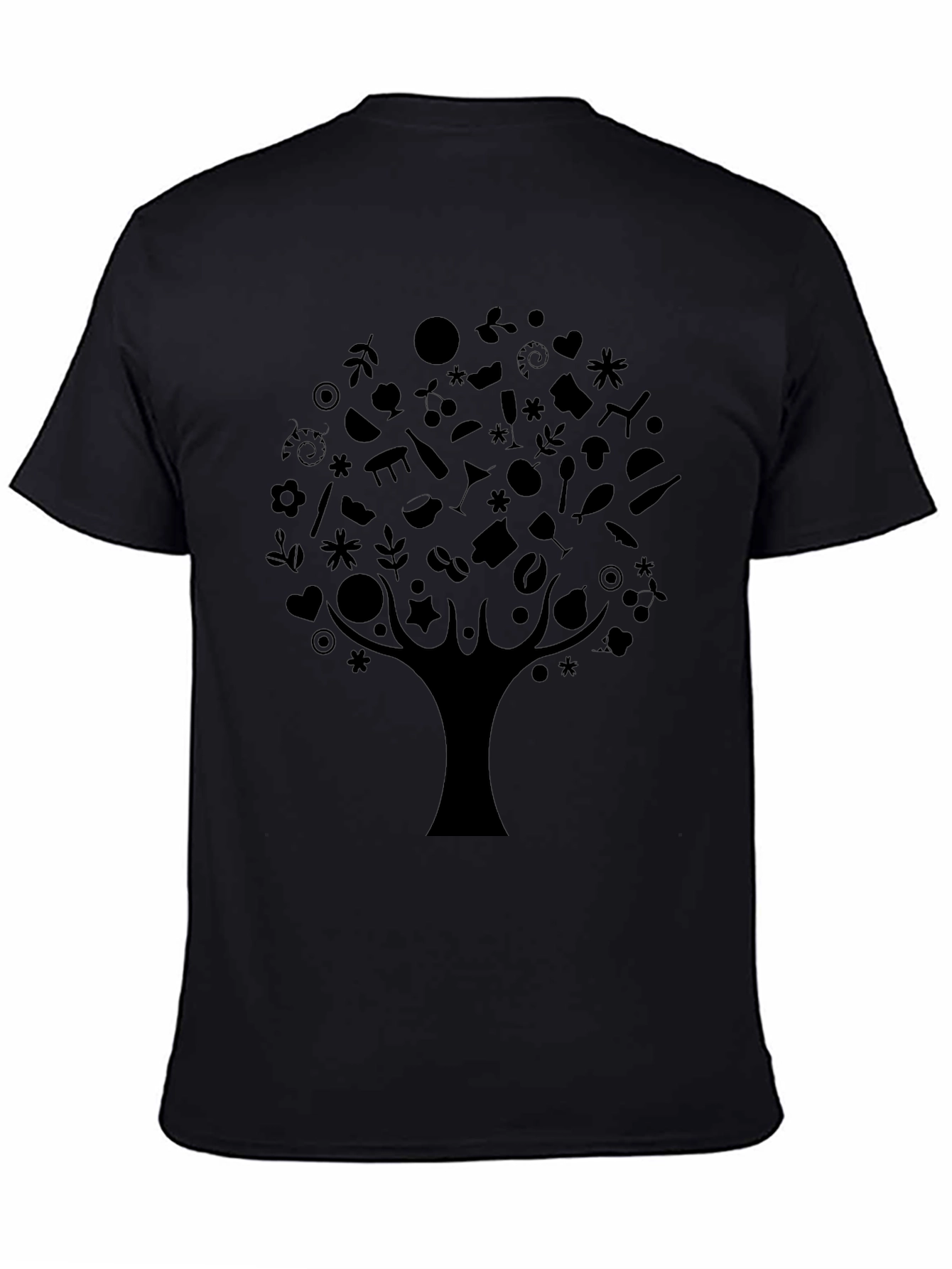 Abstract Tree Design Black T-Shirt