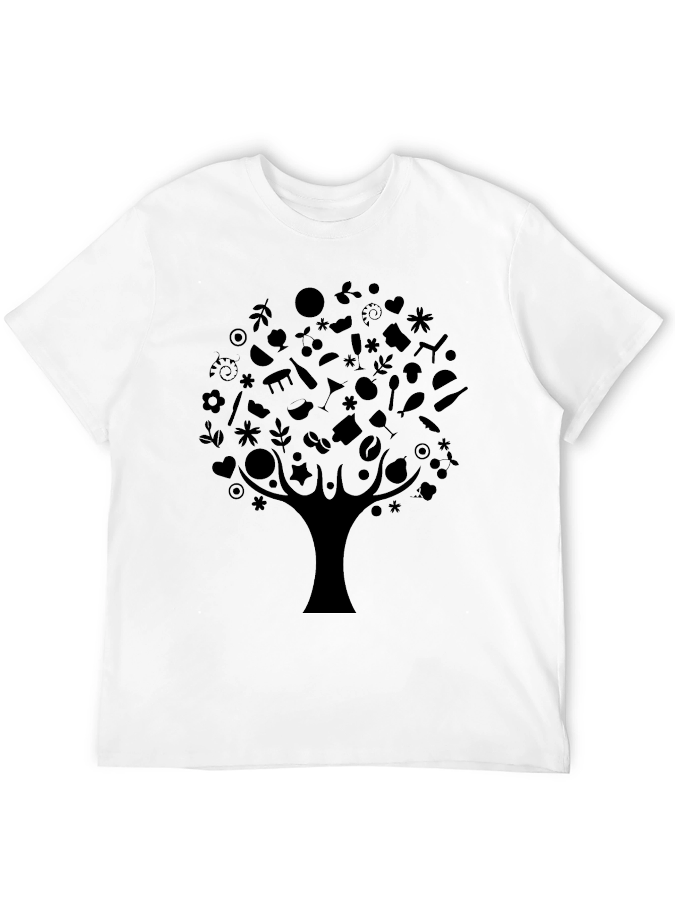 Abstract Tree Design Black T-Shirt