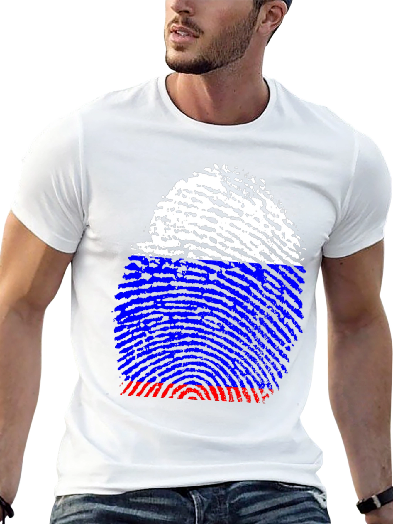 Russia Flag Fingerprint T-Shirt