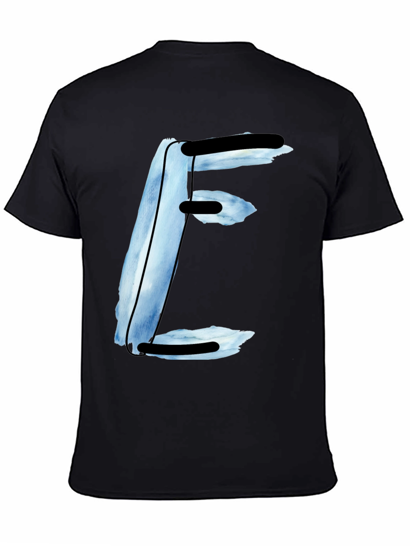 Abstract E Letter Black T-Shirt