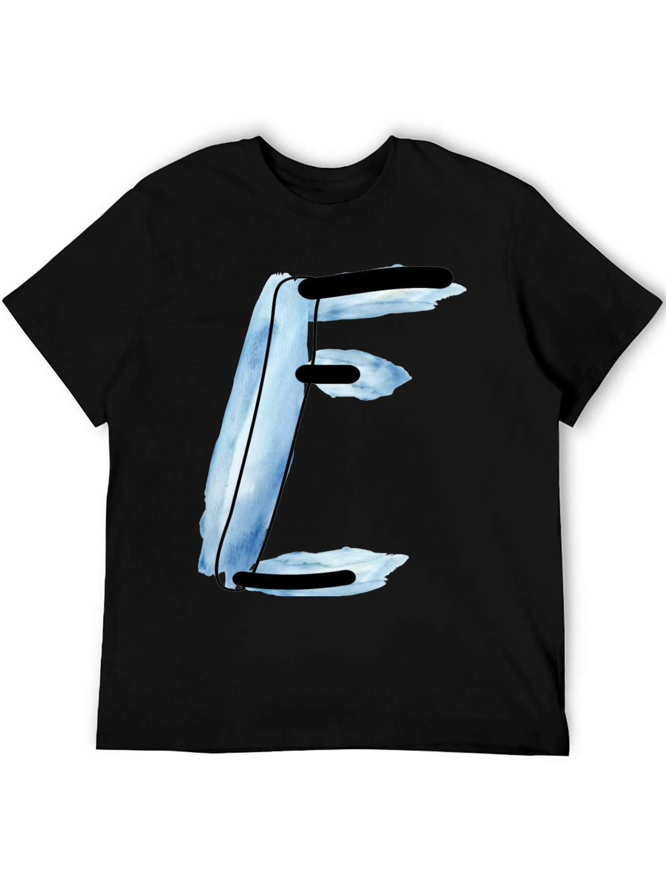 Abstract E Letter Black T-Shirt