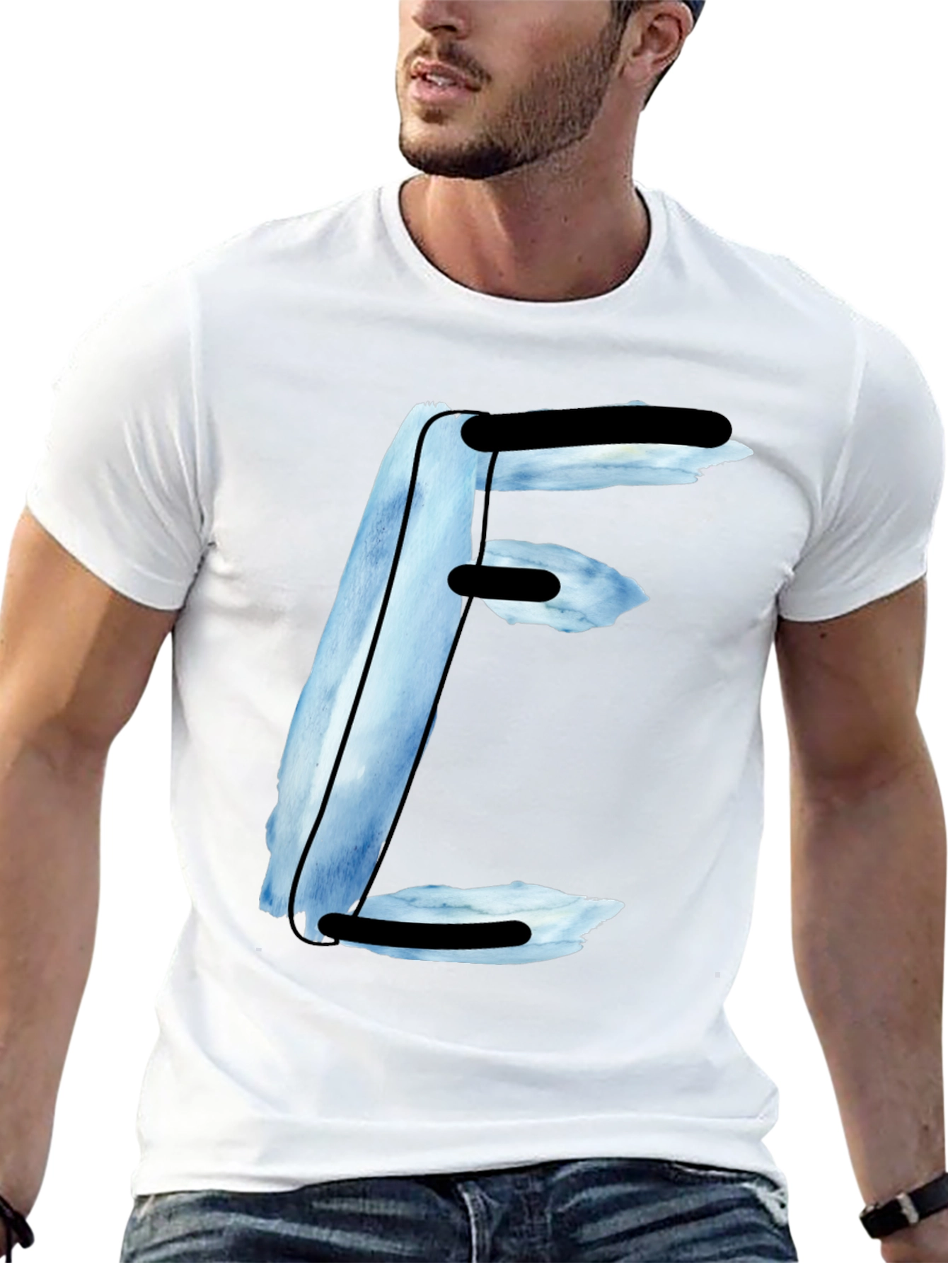 Abstract E Letter Black T-Shirt