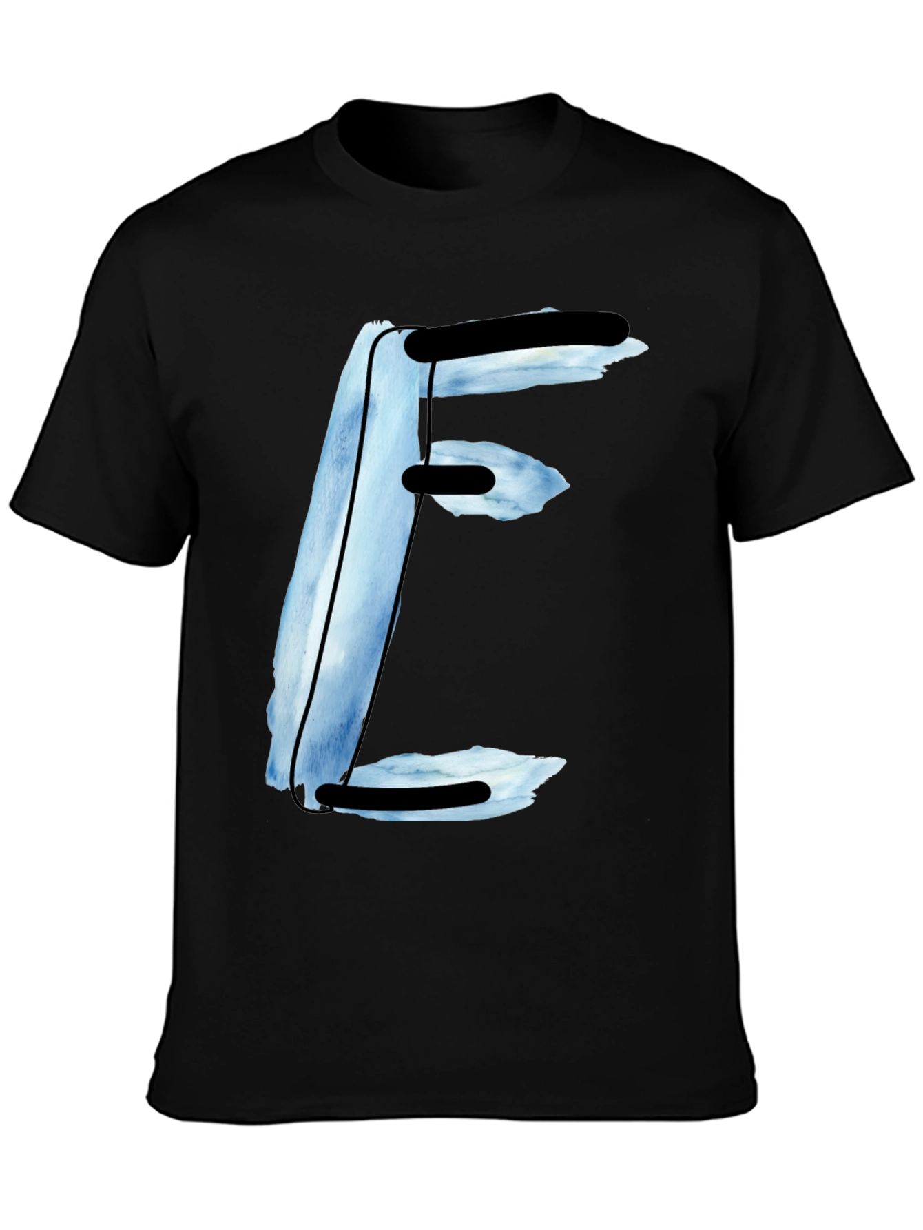 Abstract E Letter Black T-Shirt