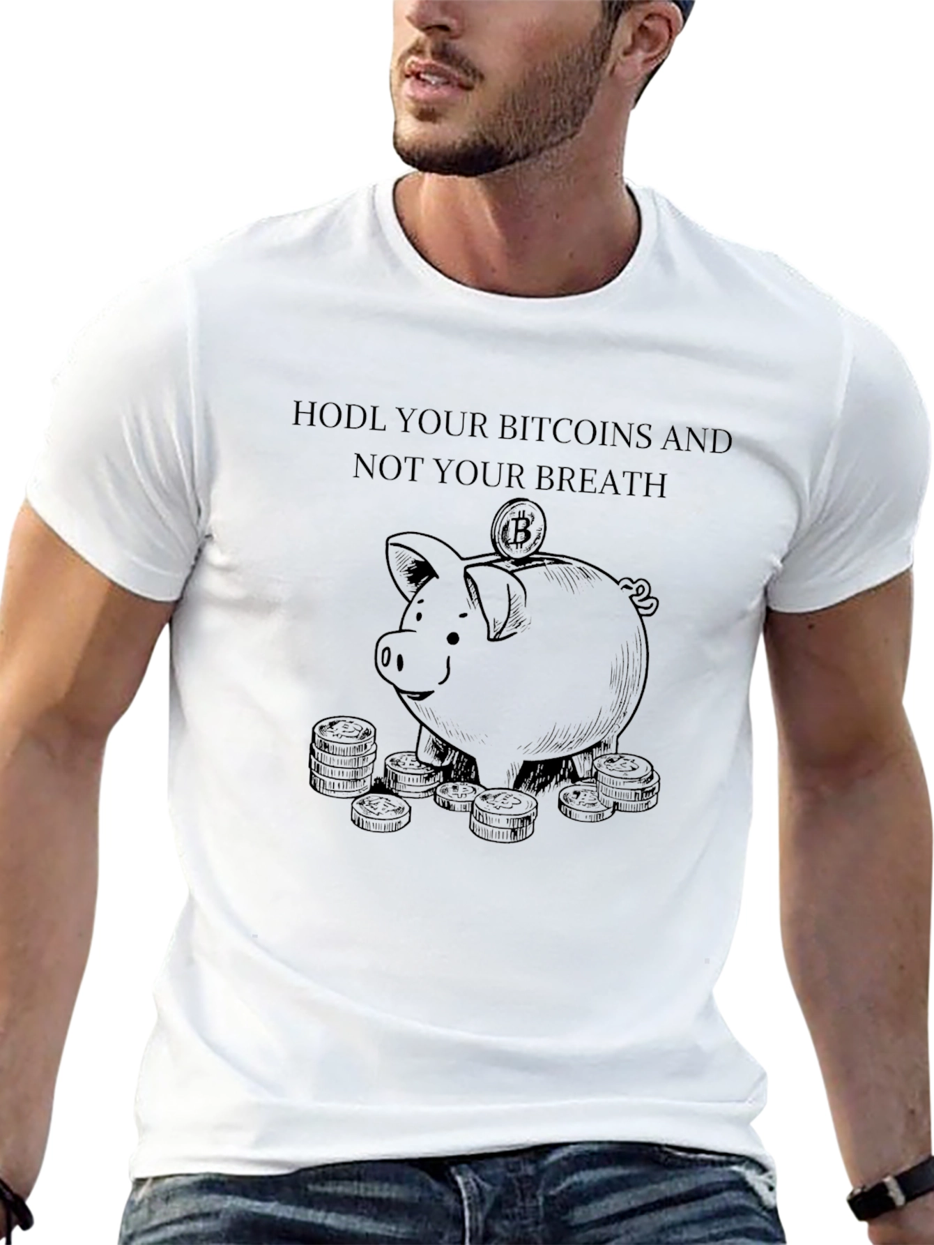 HODL Bitcoin T-Shirt - Piggy Bank Crypto Tee
