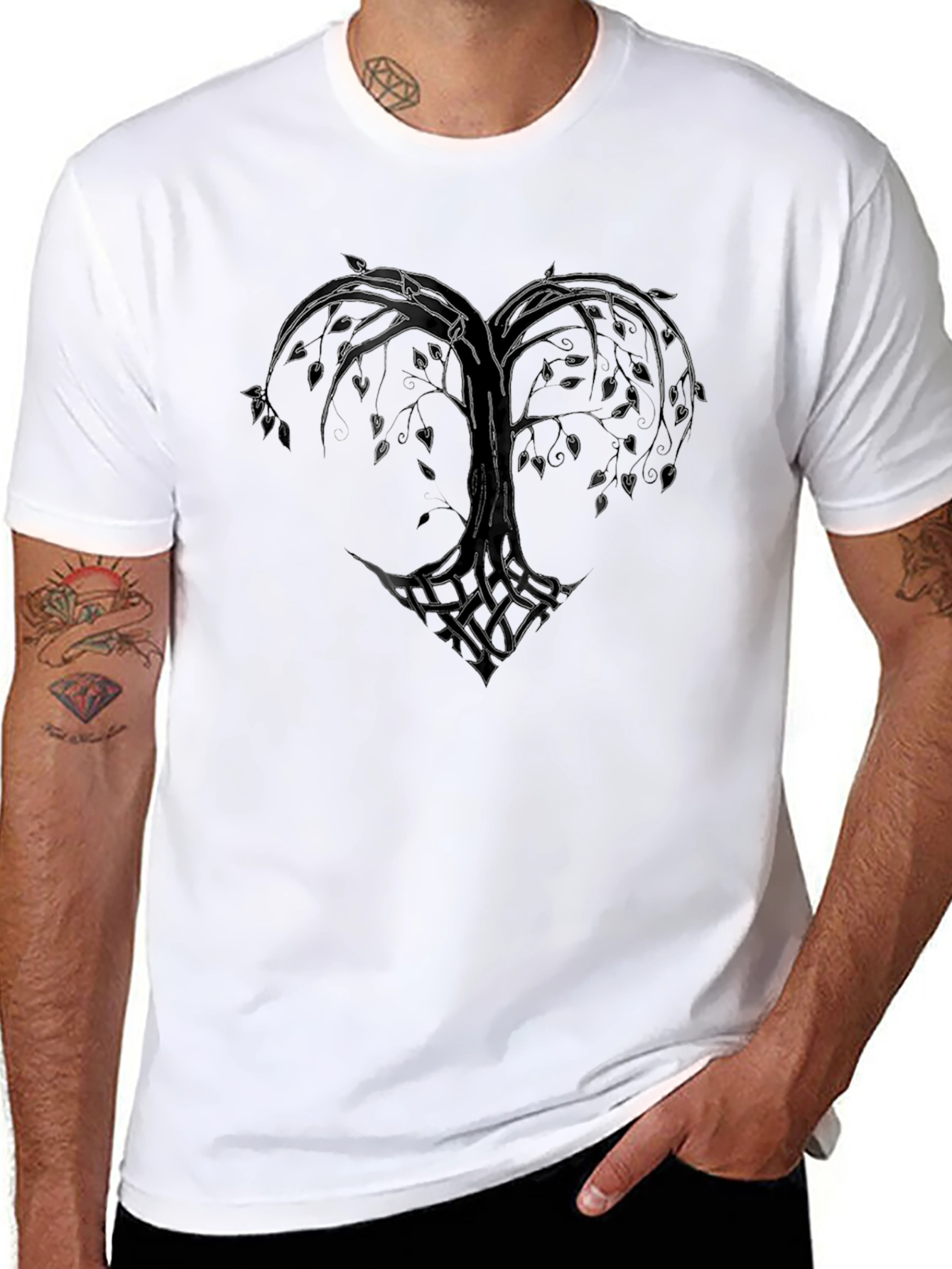Heart Tree Black T-Shirt - Nature Love Design