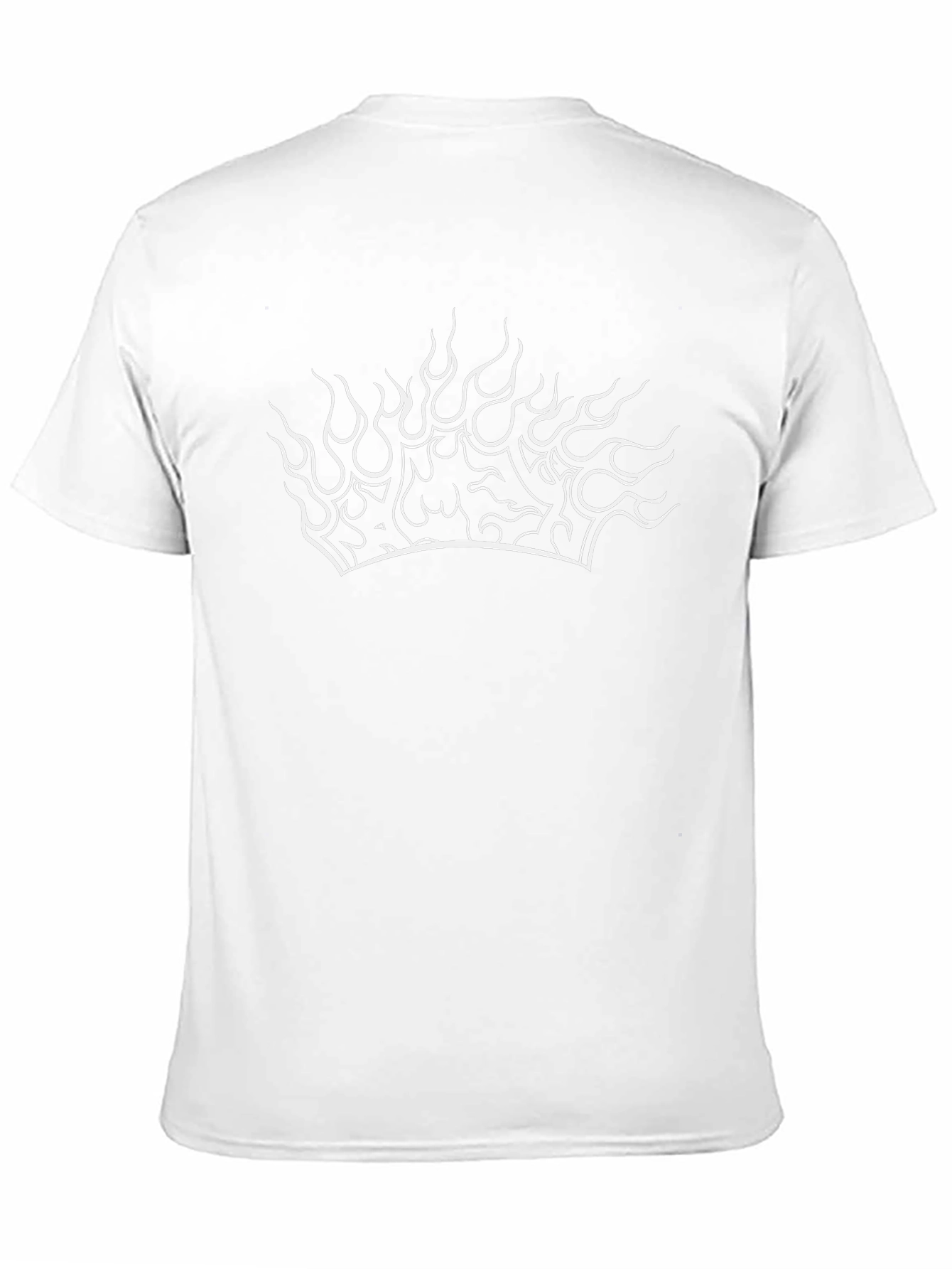 Black T-Shirt with White Crown Fire Design