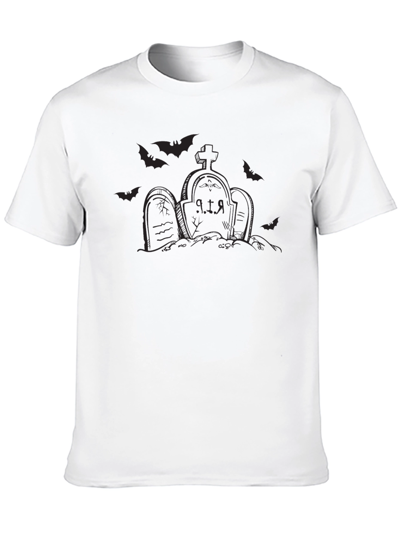 Halloween Tombstone Bat Graphic Tee