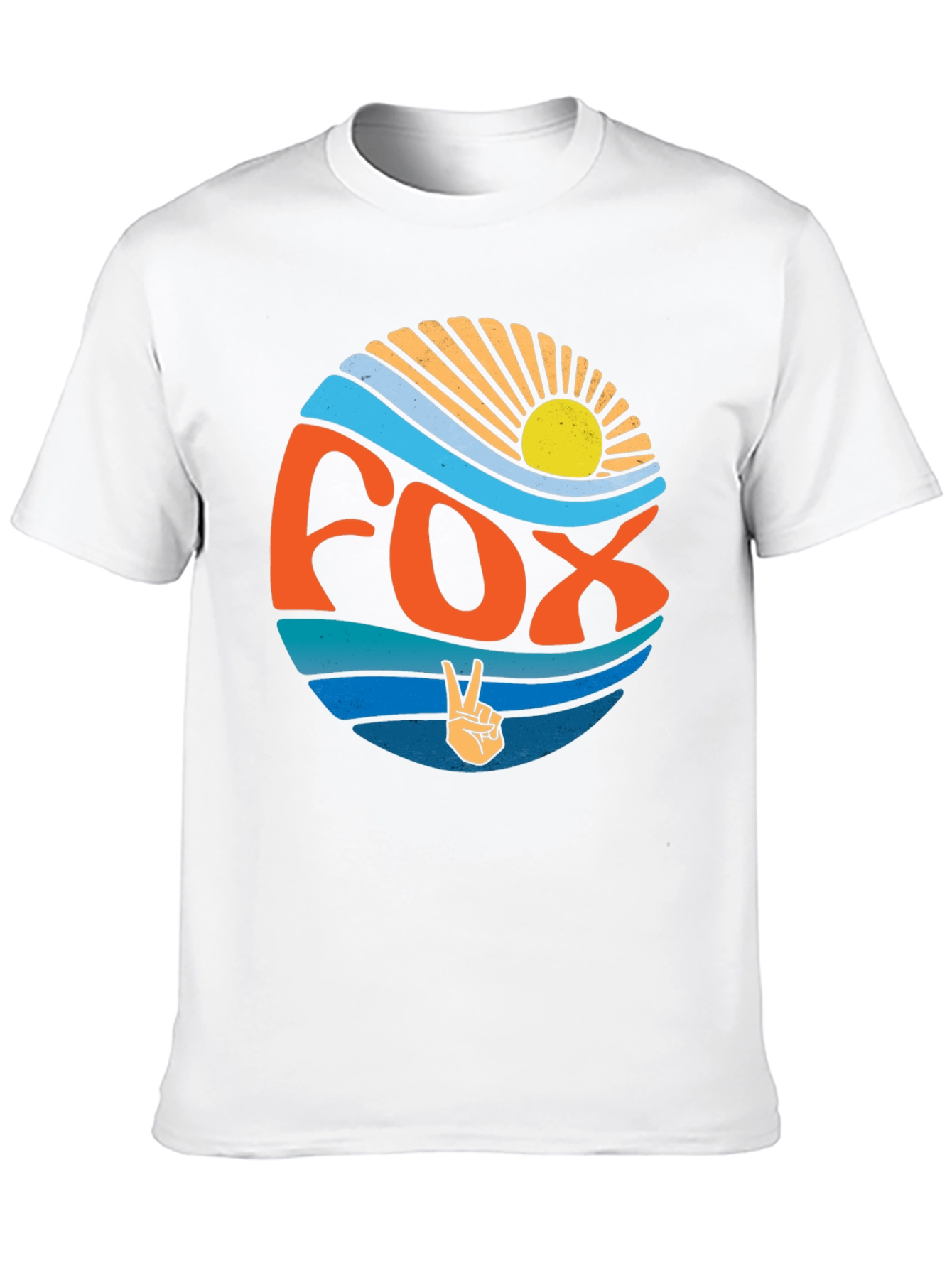 Retro Fox Peace Sign Graphic Tee - Black