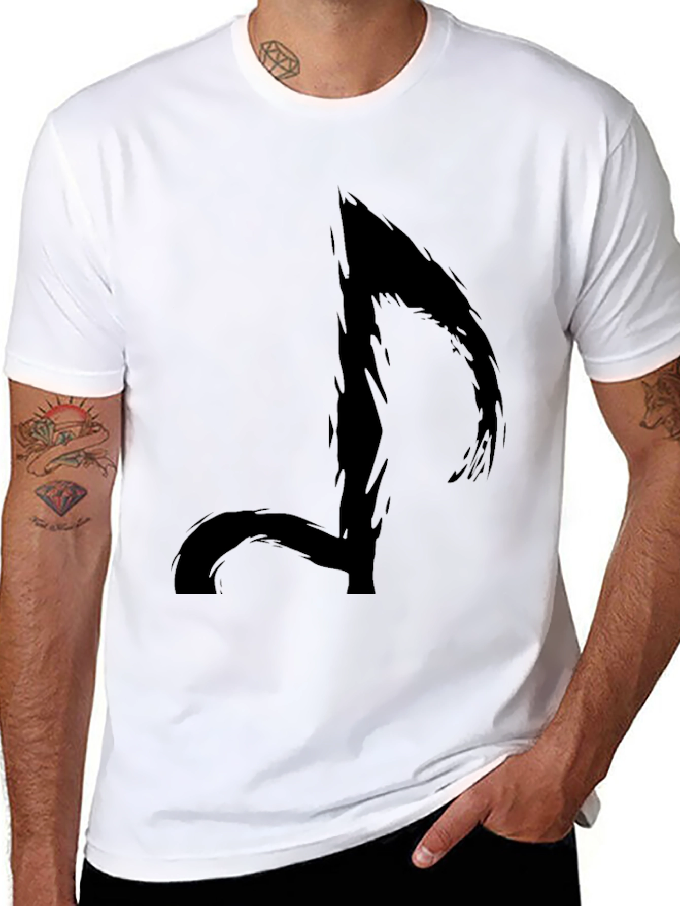 Abstract Music Note Black T-Shirt